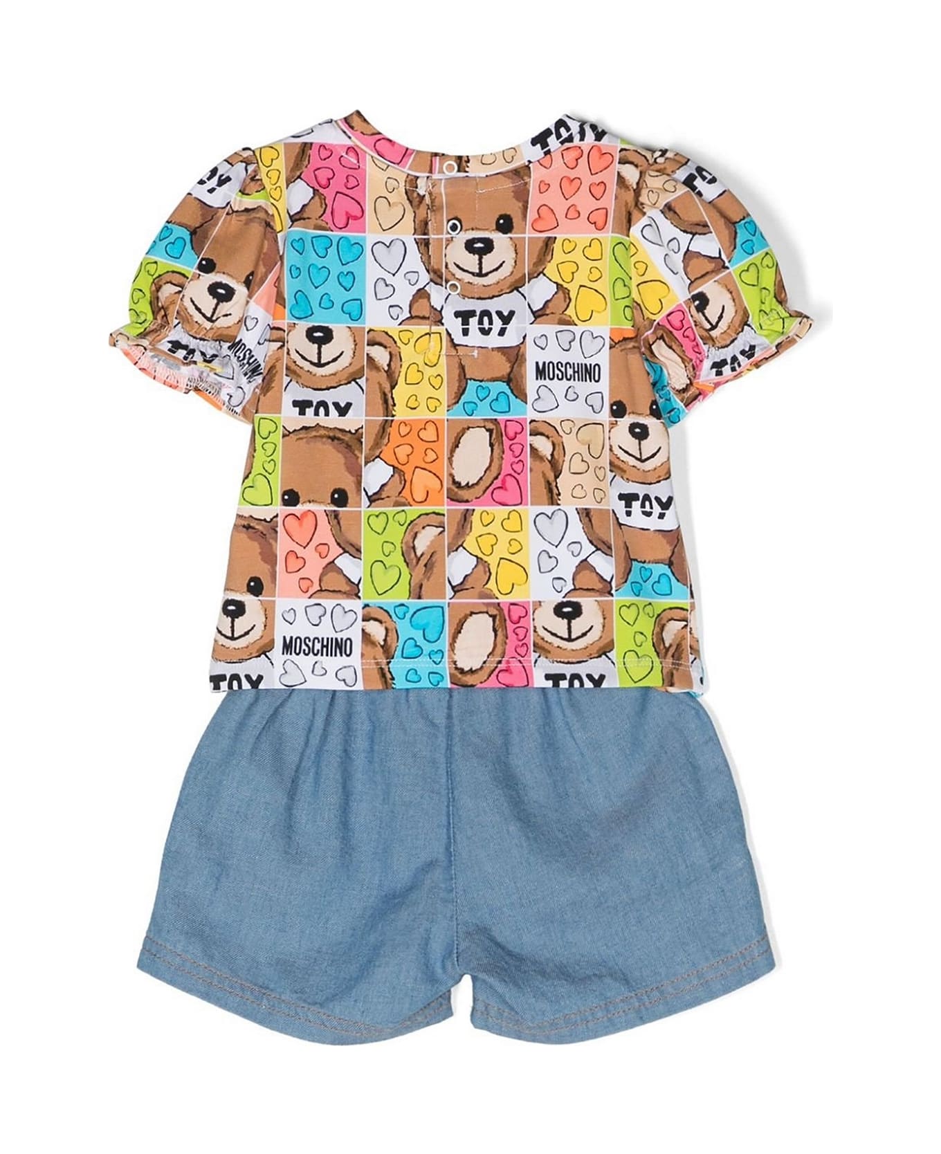 Moschino Multicolor Suit For Baby Girl With Teddy Bear - Multicolor