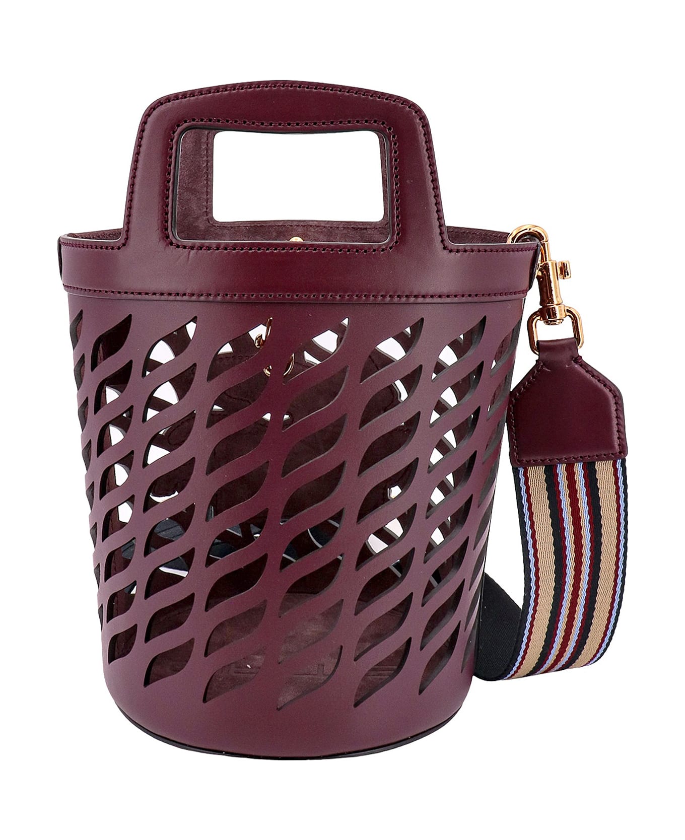 Etro Perforated Leather Bucket Bag With Shoulder Strap - Brown