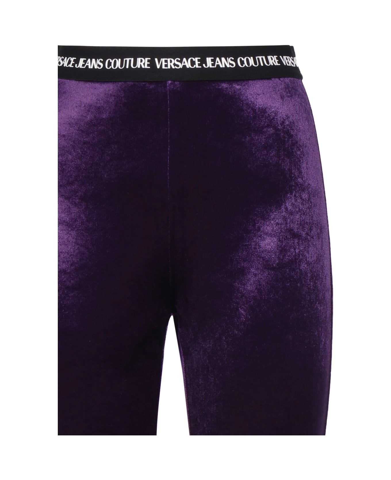 Versace Jeans Couture Flared Trousers With Logo Band - Purple
