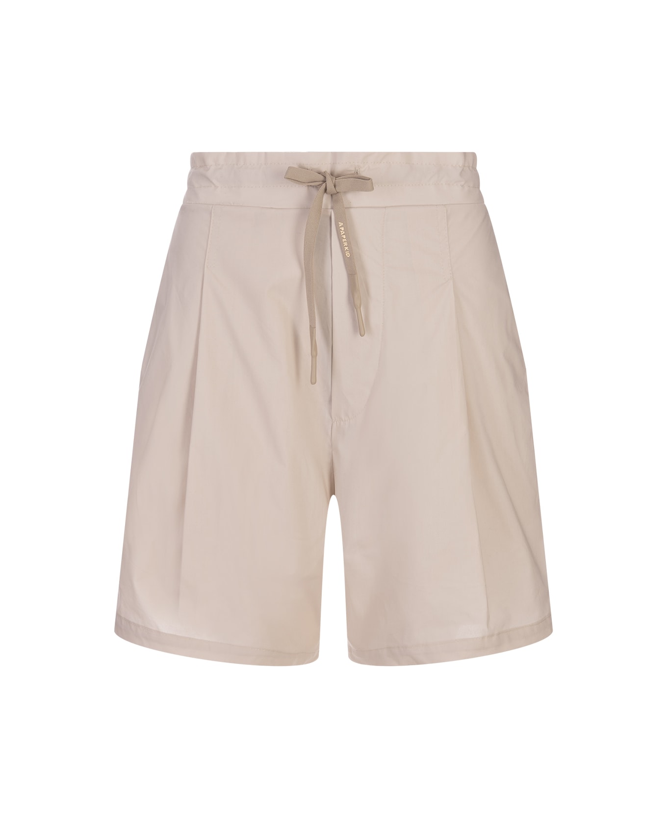 A Paper Kid Sand Shorts With Pinces And Logo Label - Brown