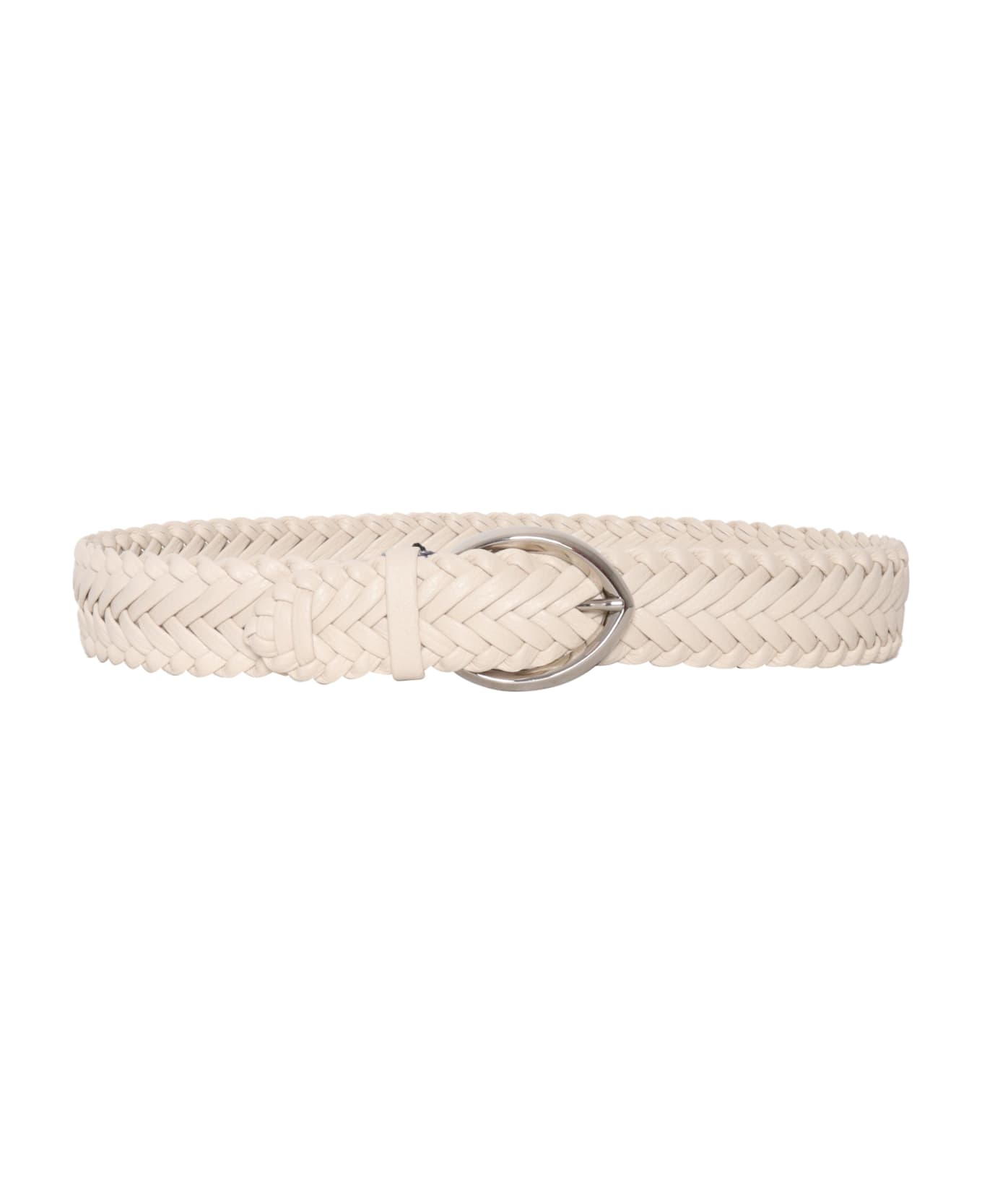 Orciani Woven Leather Belt - WHITE