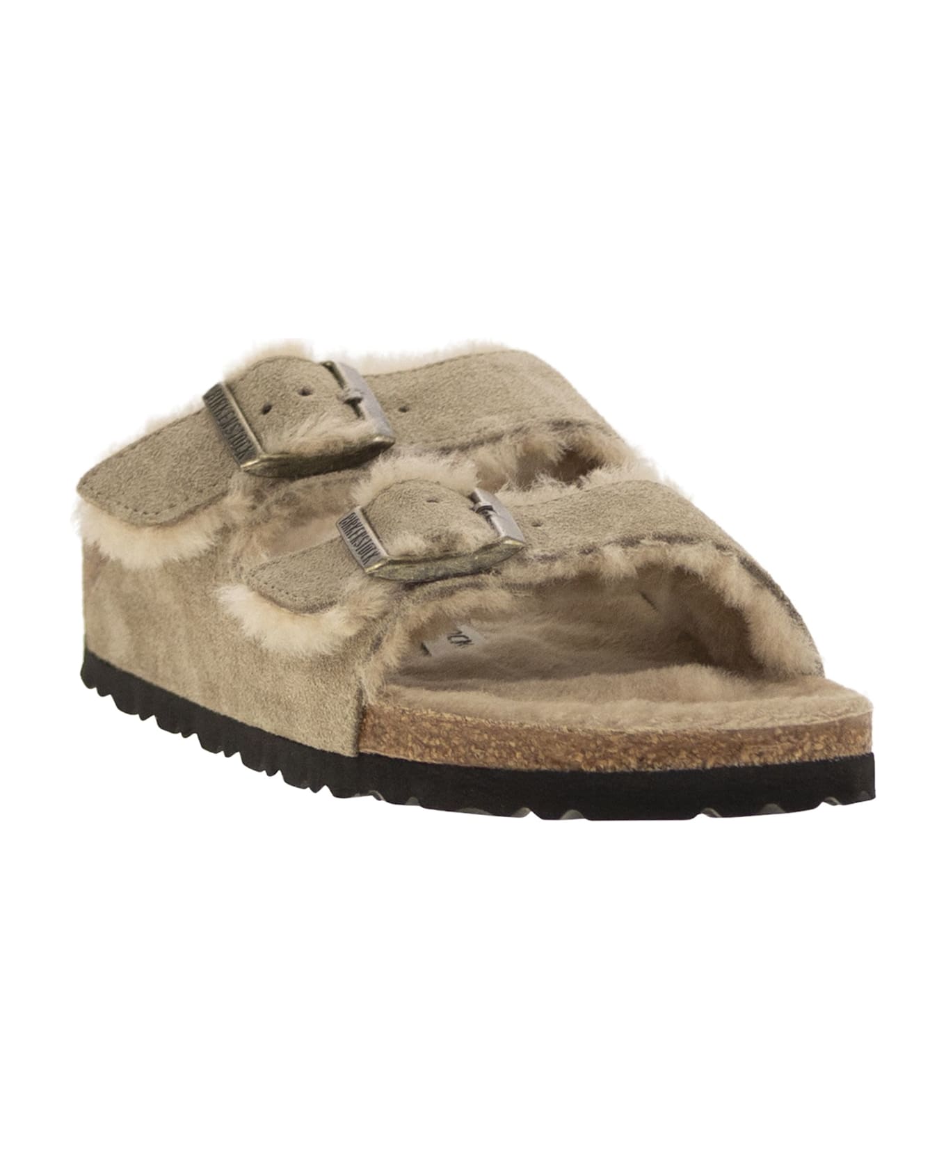 Birkenstock Arizona - Suede Lamb Fur Slipper - Turtledove