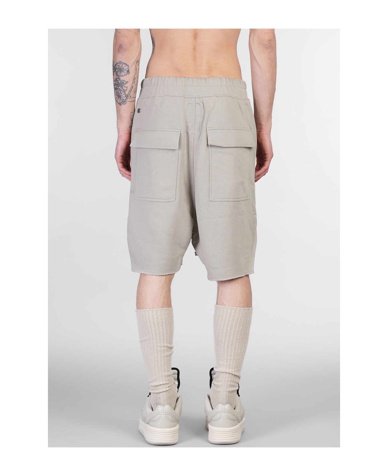 Rick Owens x Champion Beveled Pods Shorts In Taupe Cotton - taupe