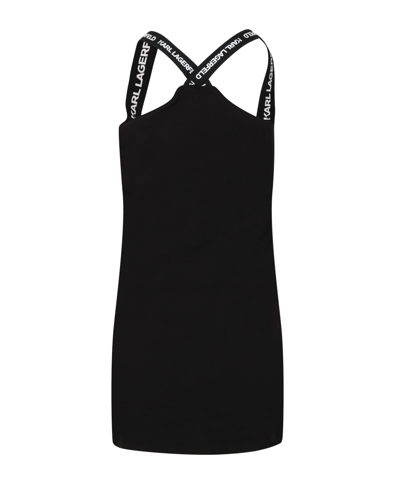 Karl Lagerfeld Kids Black Dress For Girl With Logo - BLACK