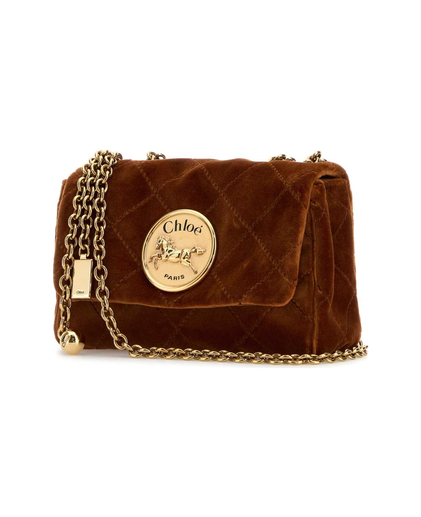 Chloé Caramel Velvet Small Chloã© Heritage Shoulder Bag - CLAYBROWN