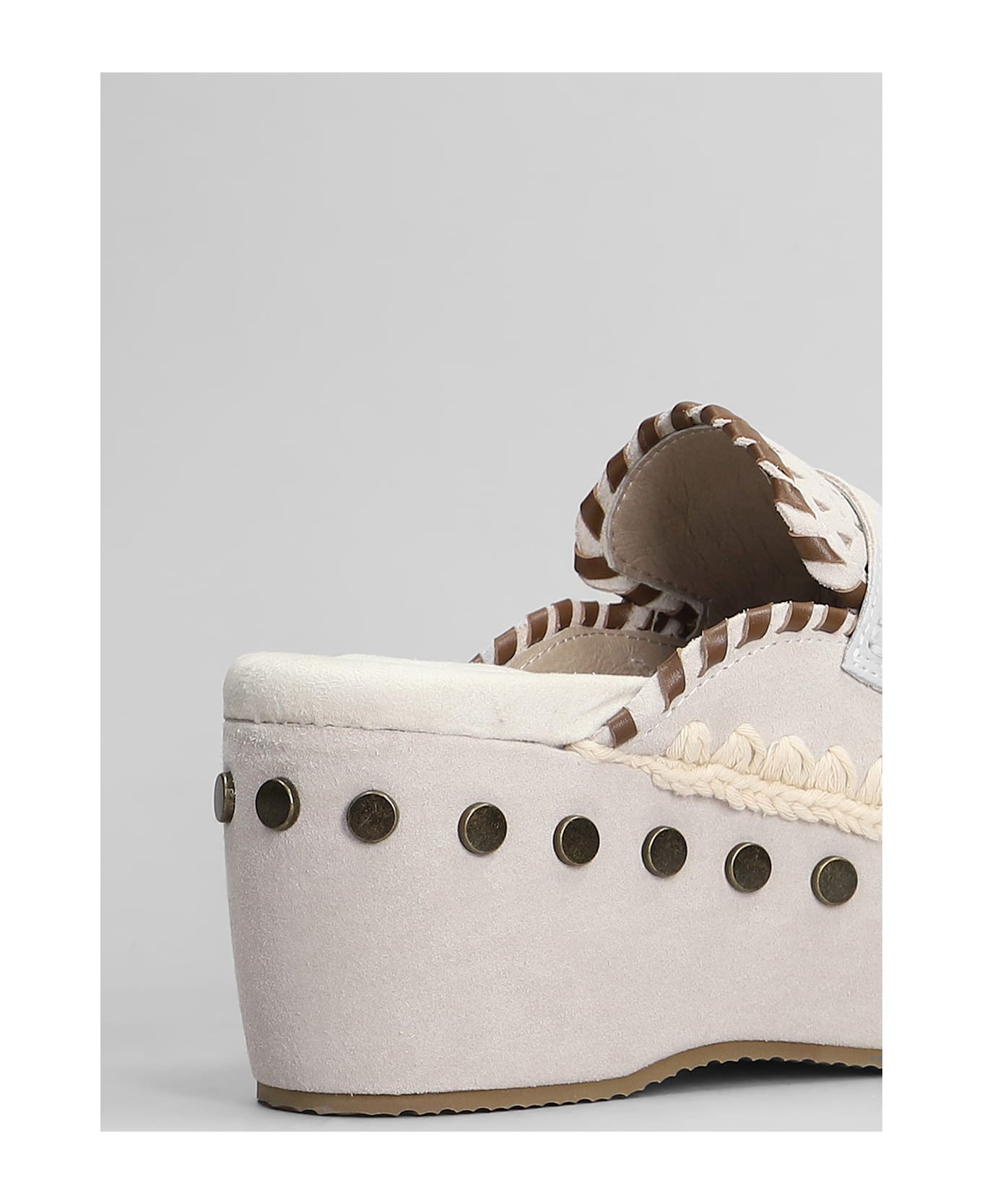 Mou Clog Leather Slipper-mule In Grey Suede - Grey