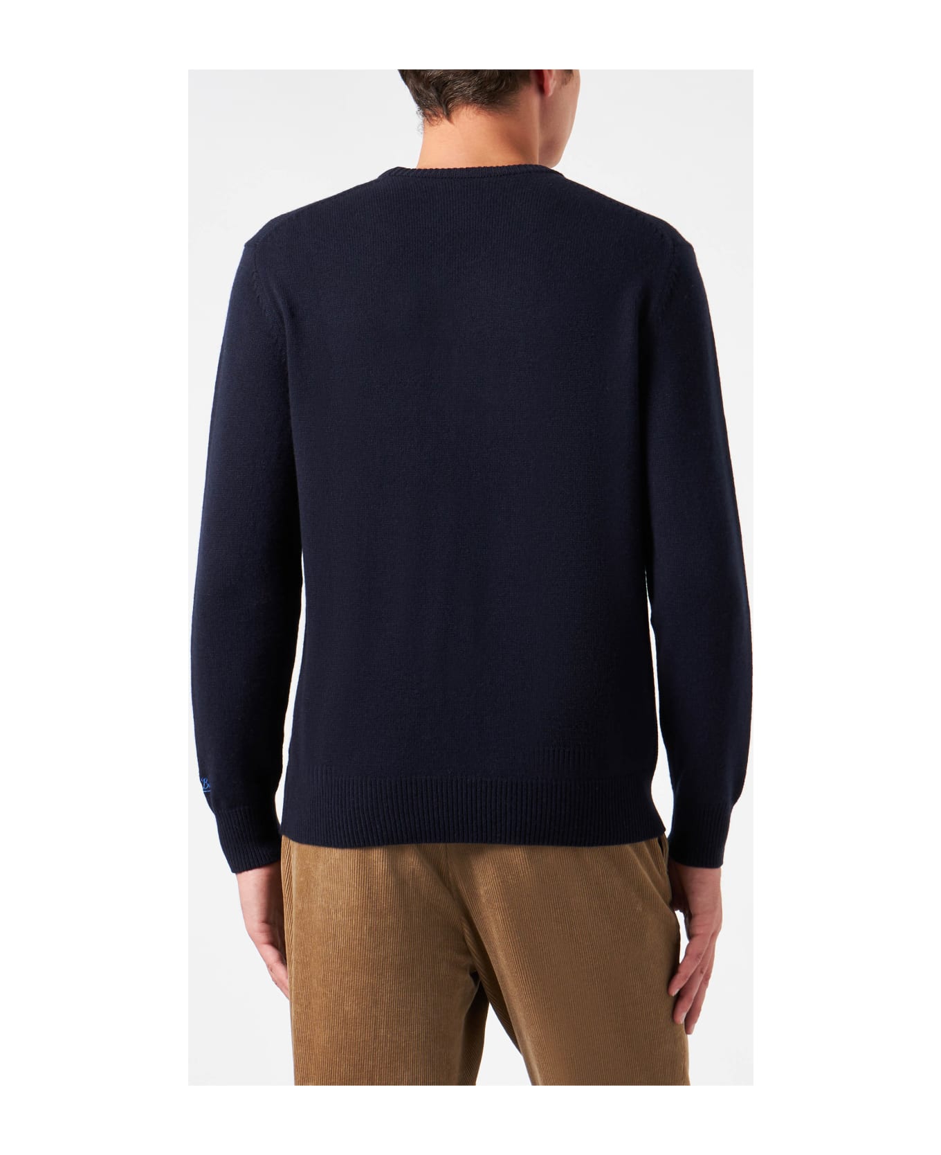 MC2 Saint Barth Man Crewneck Sweater With Snoopy Scooter Jacquard | Snoopy - ©peanuts Special Edition - BLUE