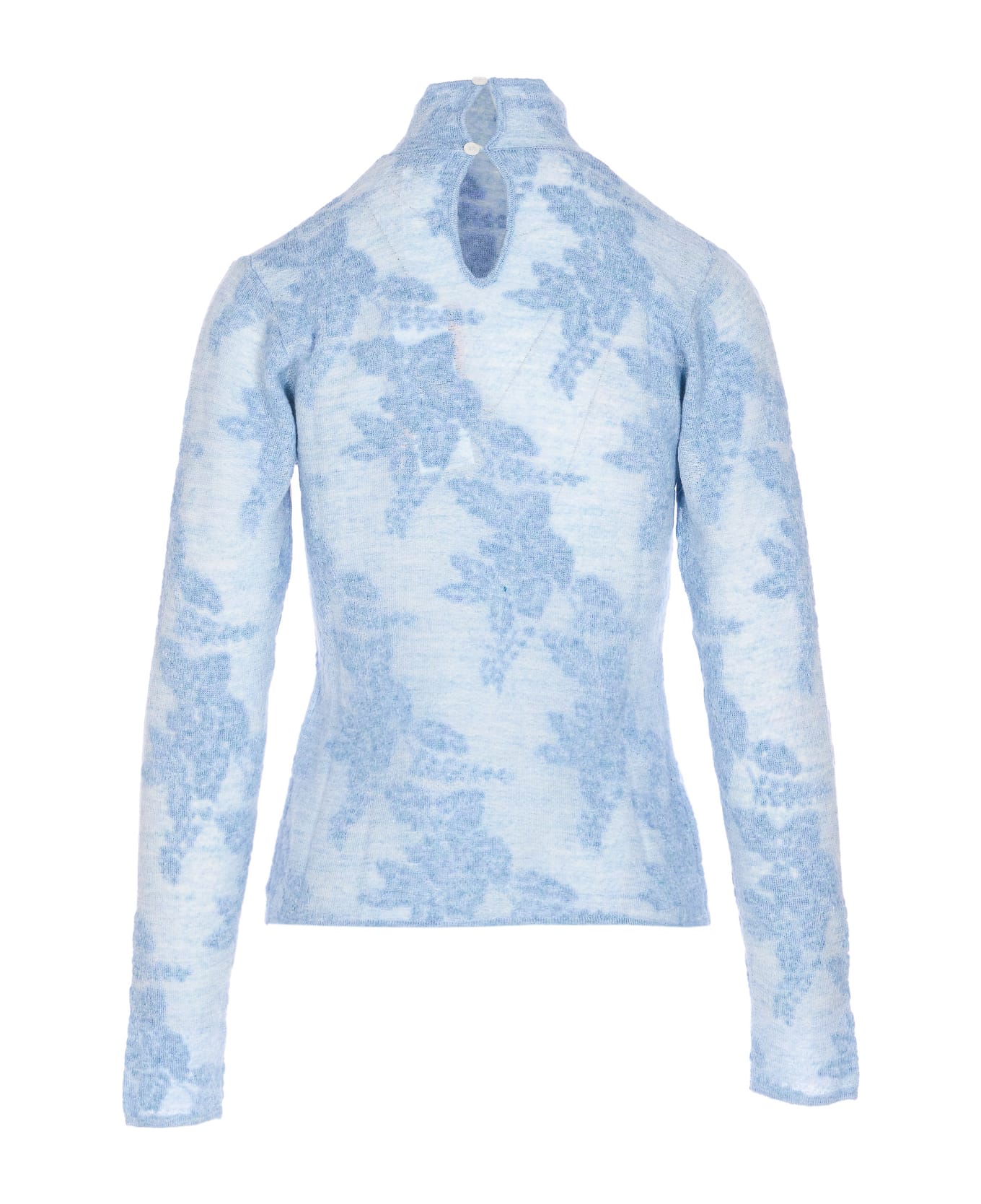 Ganni Sheer Flower Sweater - Blue
