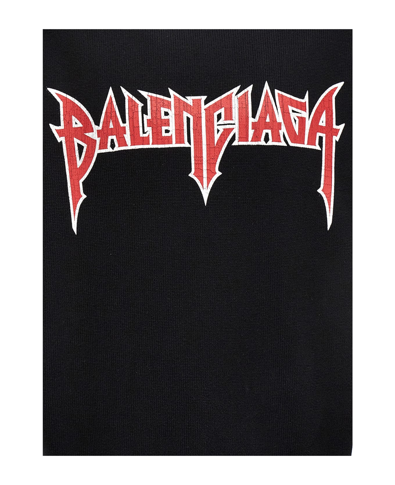 Balenciaga Logo Print Hooded Sweater - Black