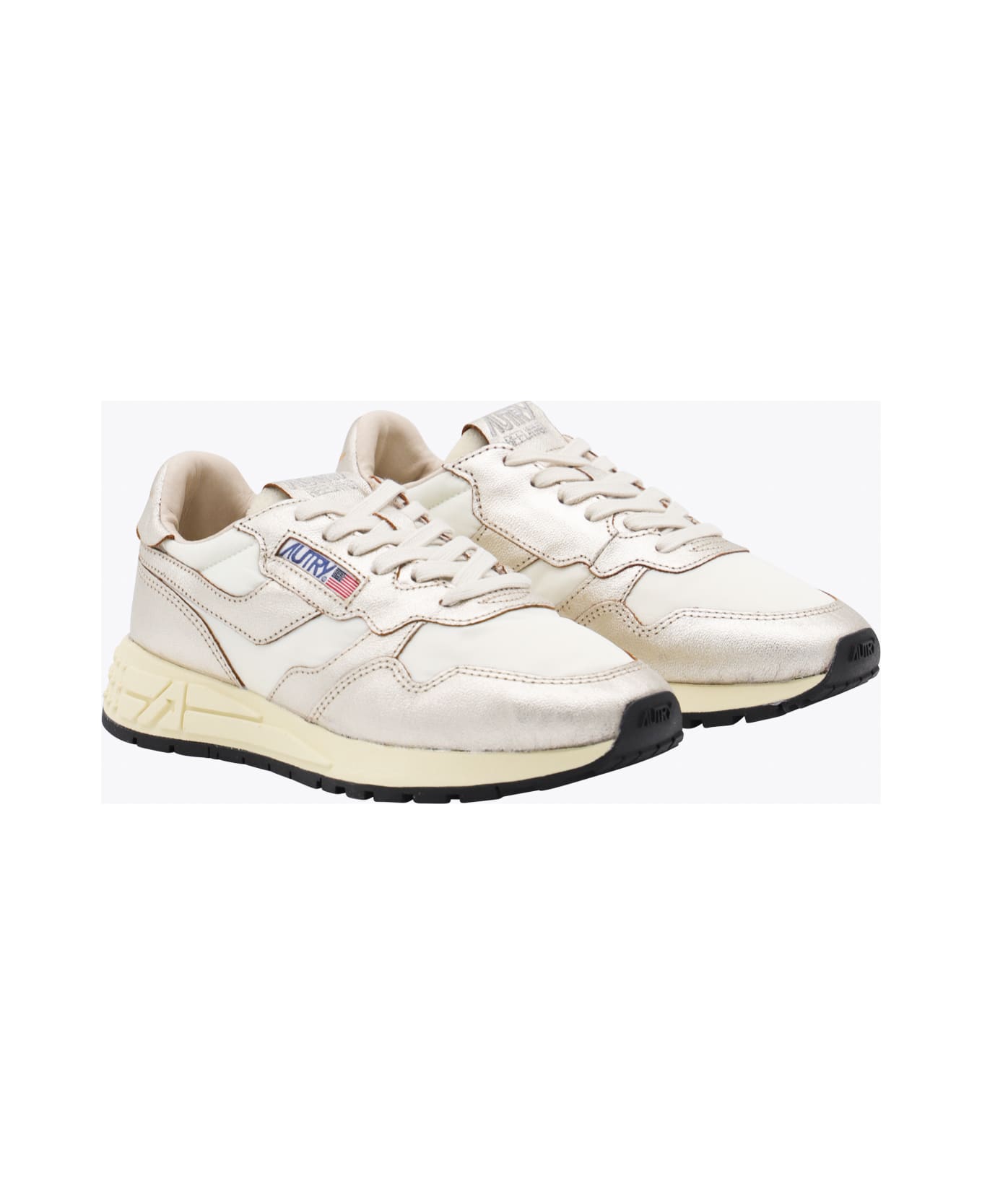 Autry White And Gold Leather Reelwind Sneakers - White