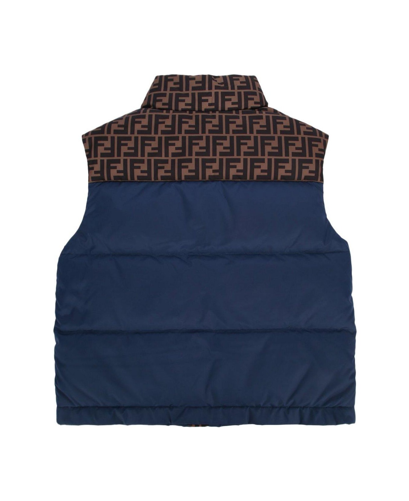 Fendi Ff Logo Detailed Padded Gilet - Blue