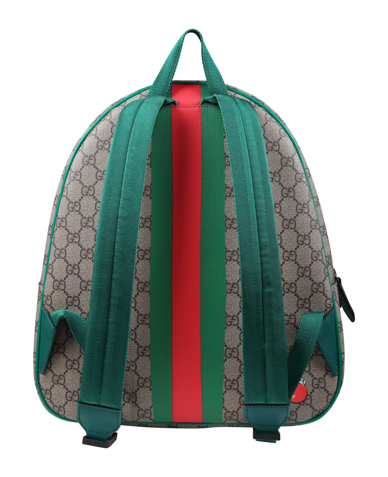Gucci Brown Backpack For Girl With Apple Print And Logo - Brown
