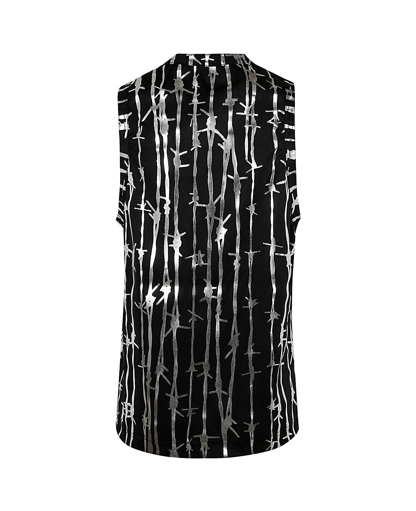 Comme des Garçons Barbed Wire Printed Tank Top - Black
