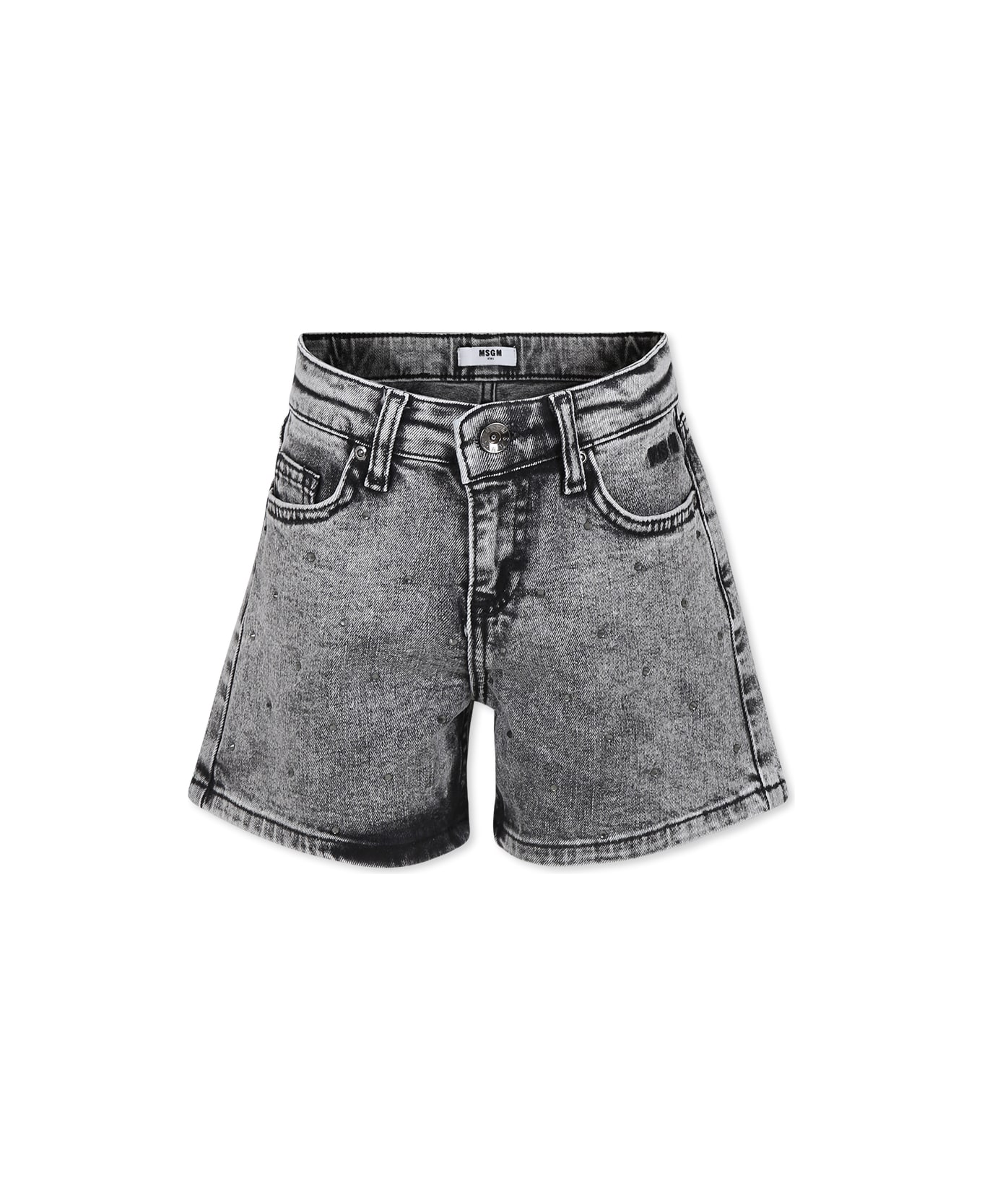 MSGM Grey Shorts For Girl With Logo - Grey