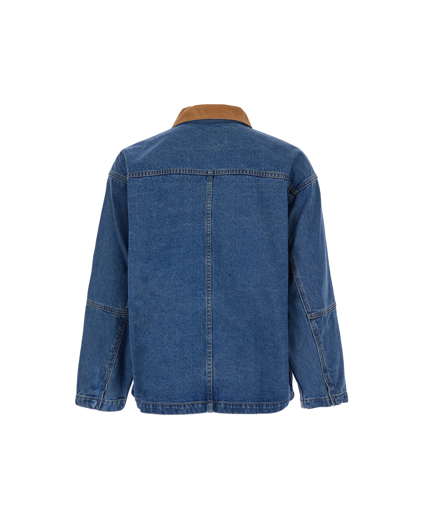 Dunst Blue Jacket With Contrast Collar And Patch Pockets On The Chest In Cotton Woman - Blu