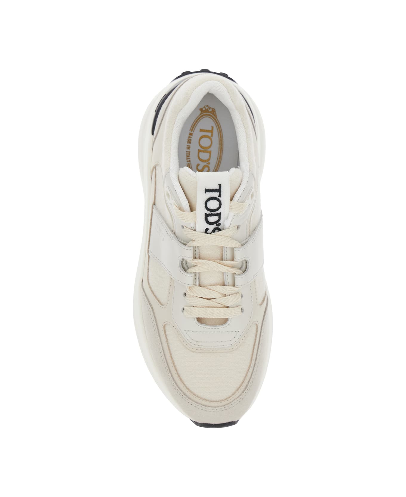 Tod's White Low Top Sneakers With Maix Logo Lettering On The Tongue In Leather And Fabric Woman - White