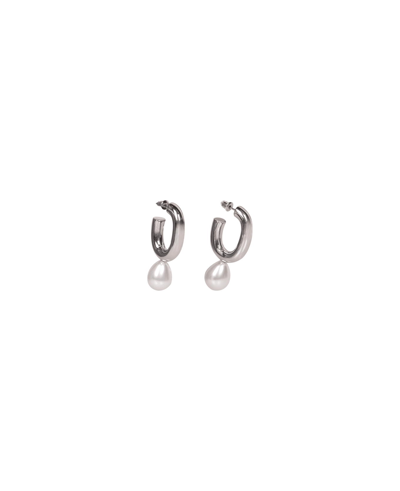 Simone Rocha Silver Pearl Hoop Earrings - Metallic