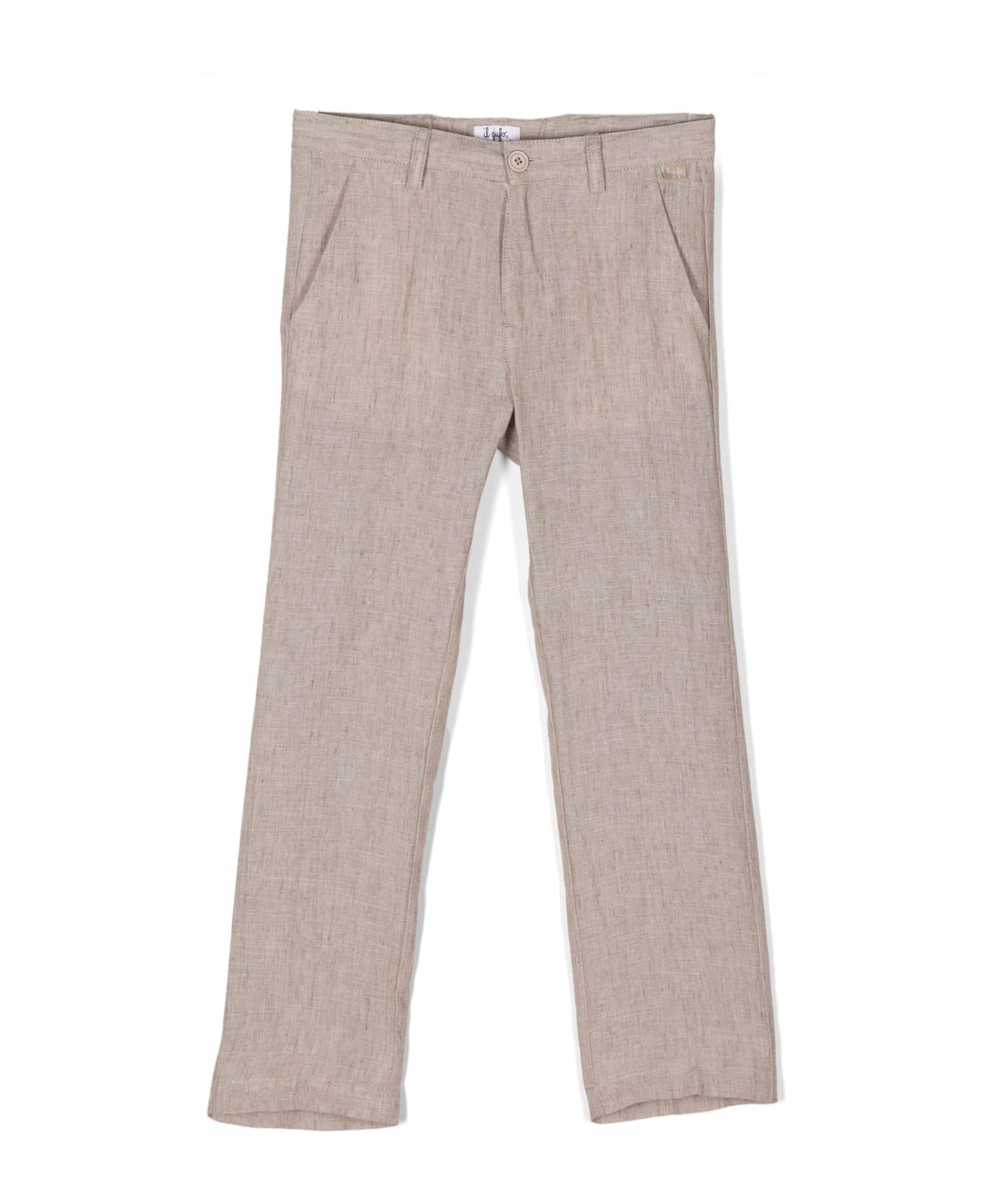 Il Gufo Classic Trousers In Melange Beige Linen - Brown