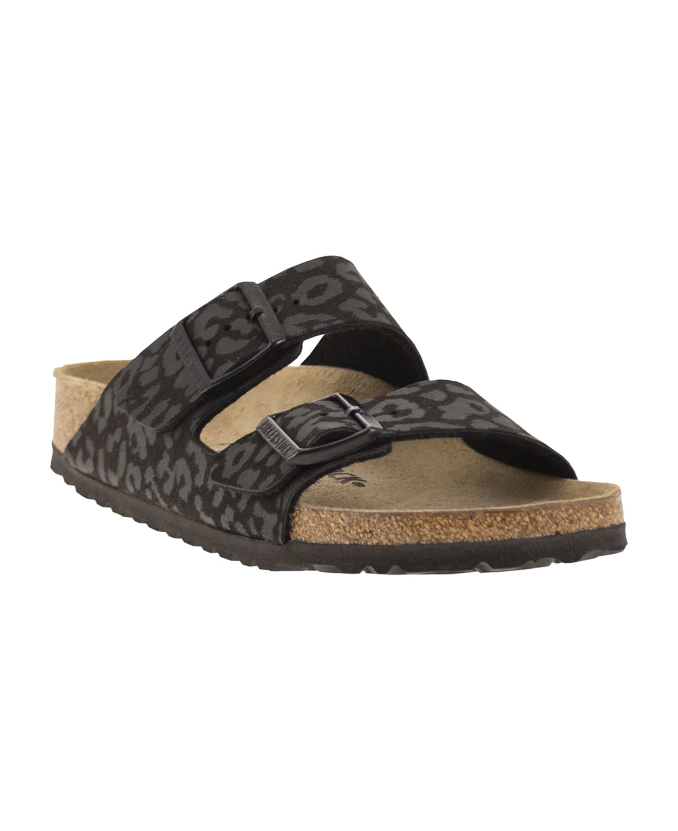 Birkenstock Arizona Leo - Sandal With Buckles And Animal Print - Black