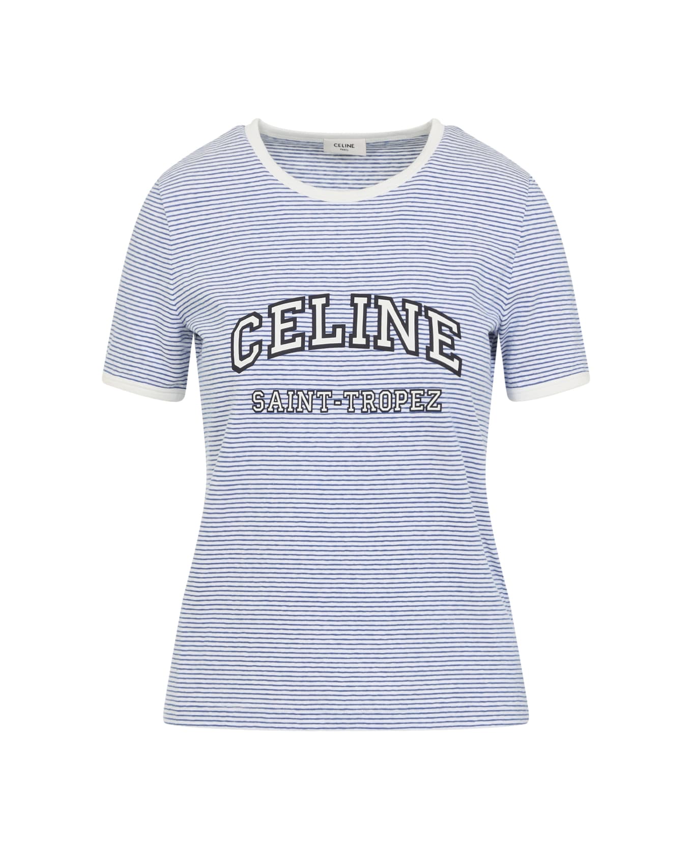 Celine 70`s Saint Tropez T-shirt - Zq Off White Navy Blue