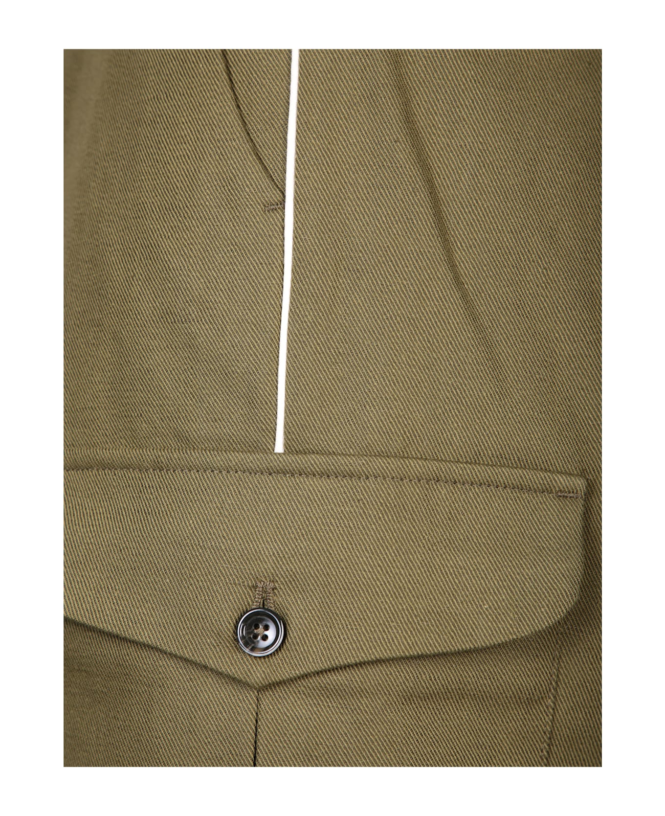 Nine in the Morning Military Green Linen Cargo Trousers - Green