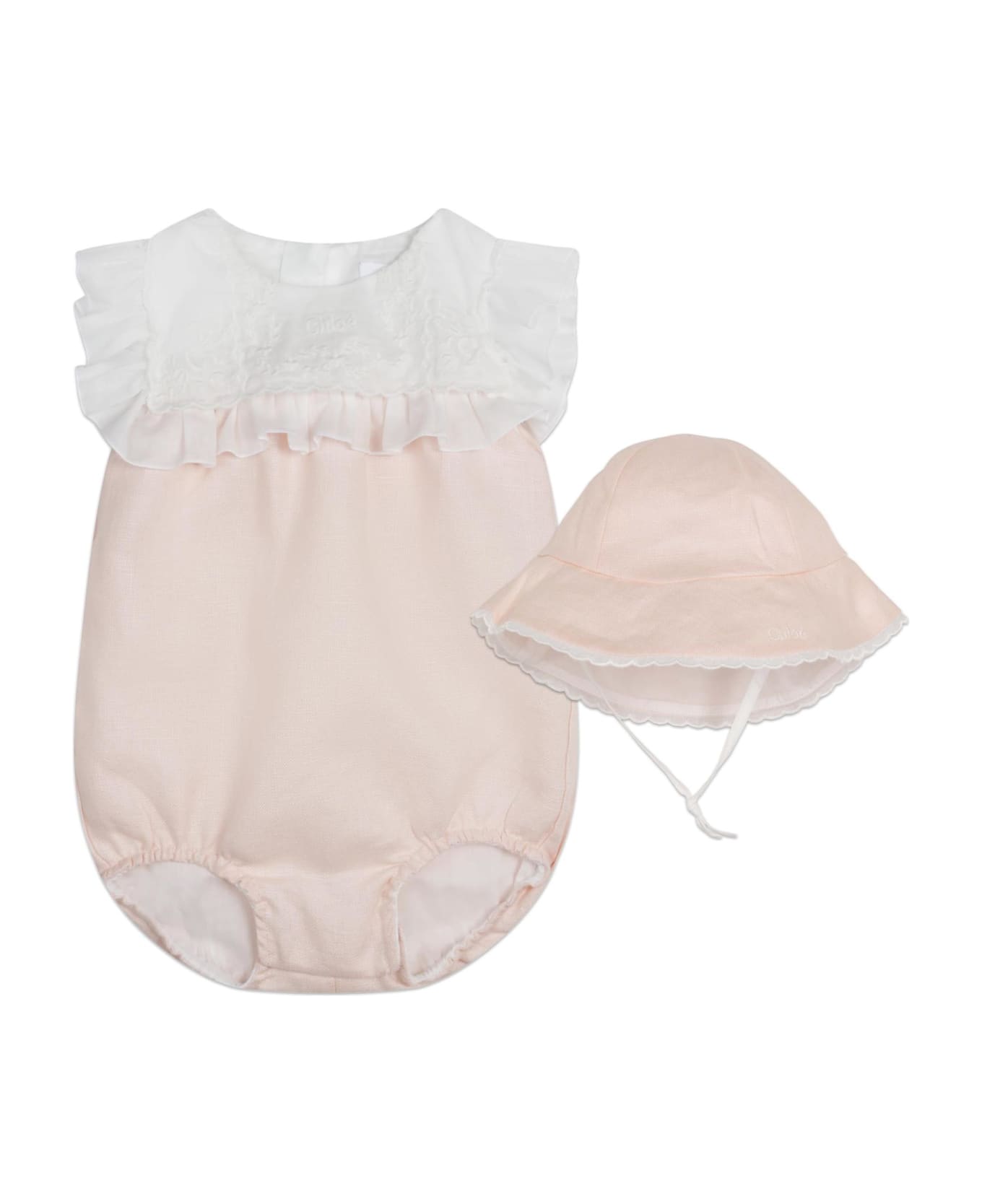 Chloé Dress And Hat Set With Embroidery - Pink