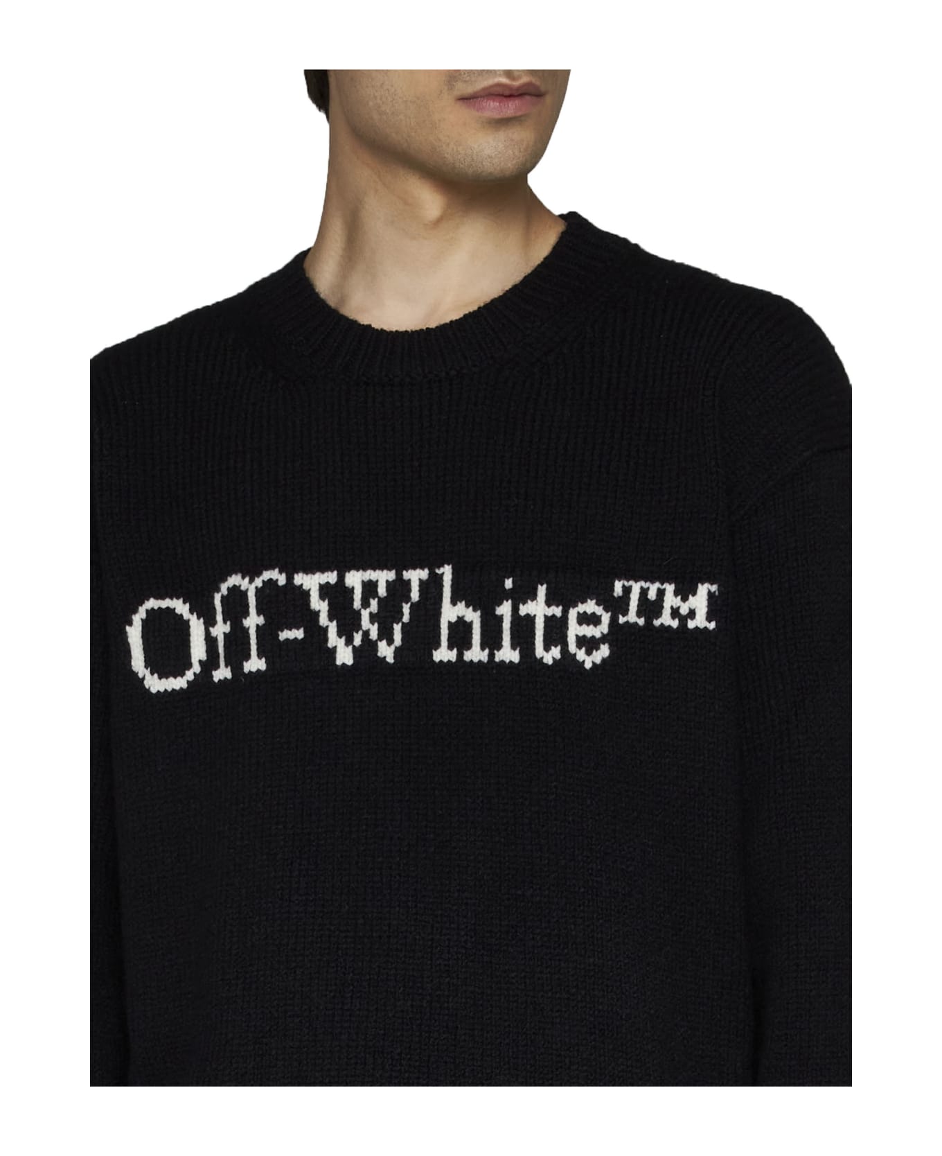Off-White Logo Intarsia Sweater - Black