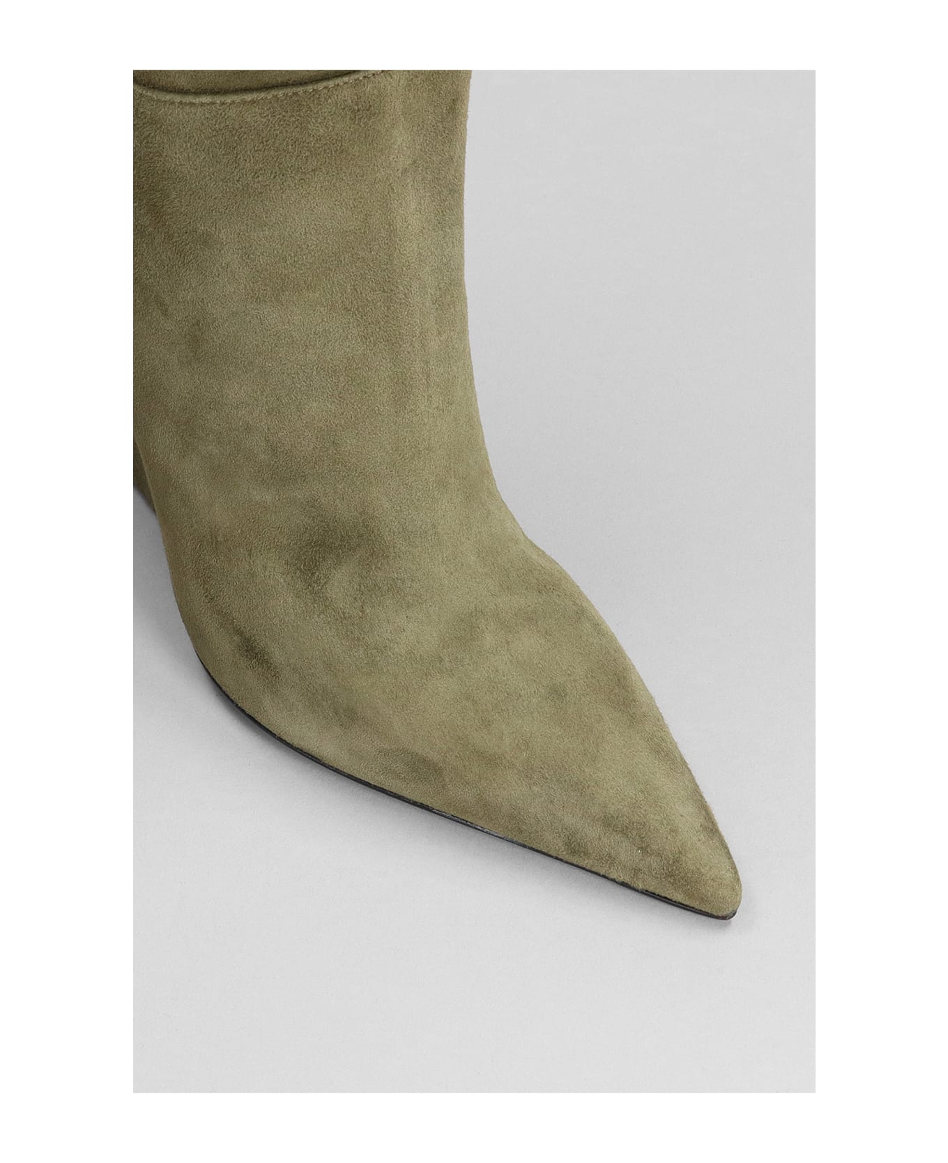 Alevì Bay 100 High Heels Ankle Boots In Green Suede - Forest