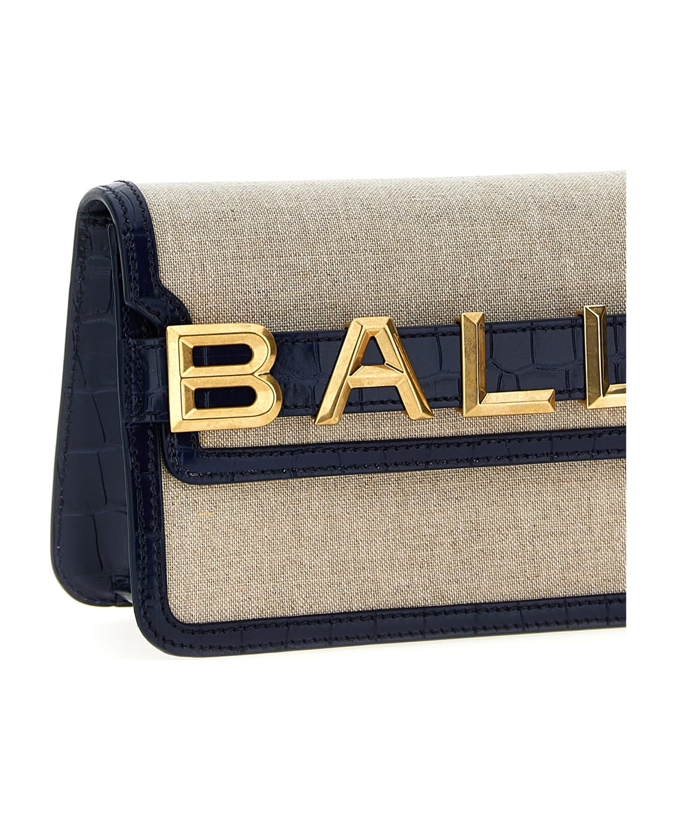 Bally Logo Leather Canvas Crossbody Bag - Blue