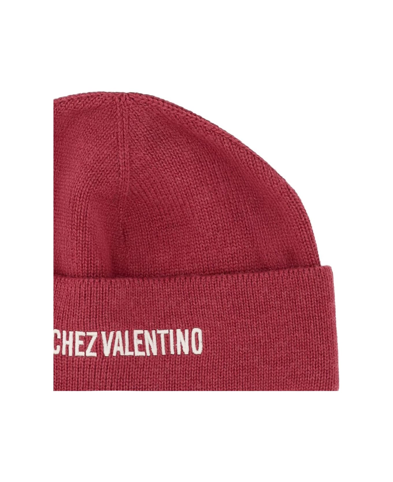Valentino Garavani Chez Valentino Cotton And Wool Beanie - Red