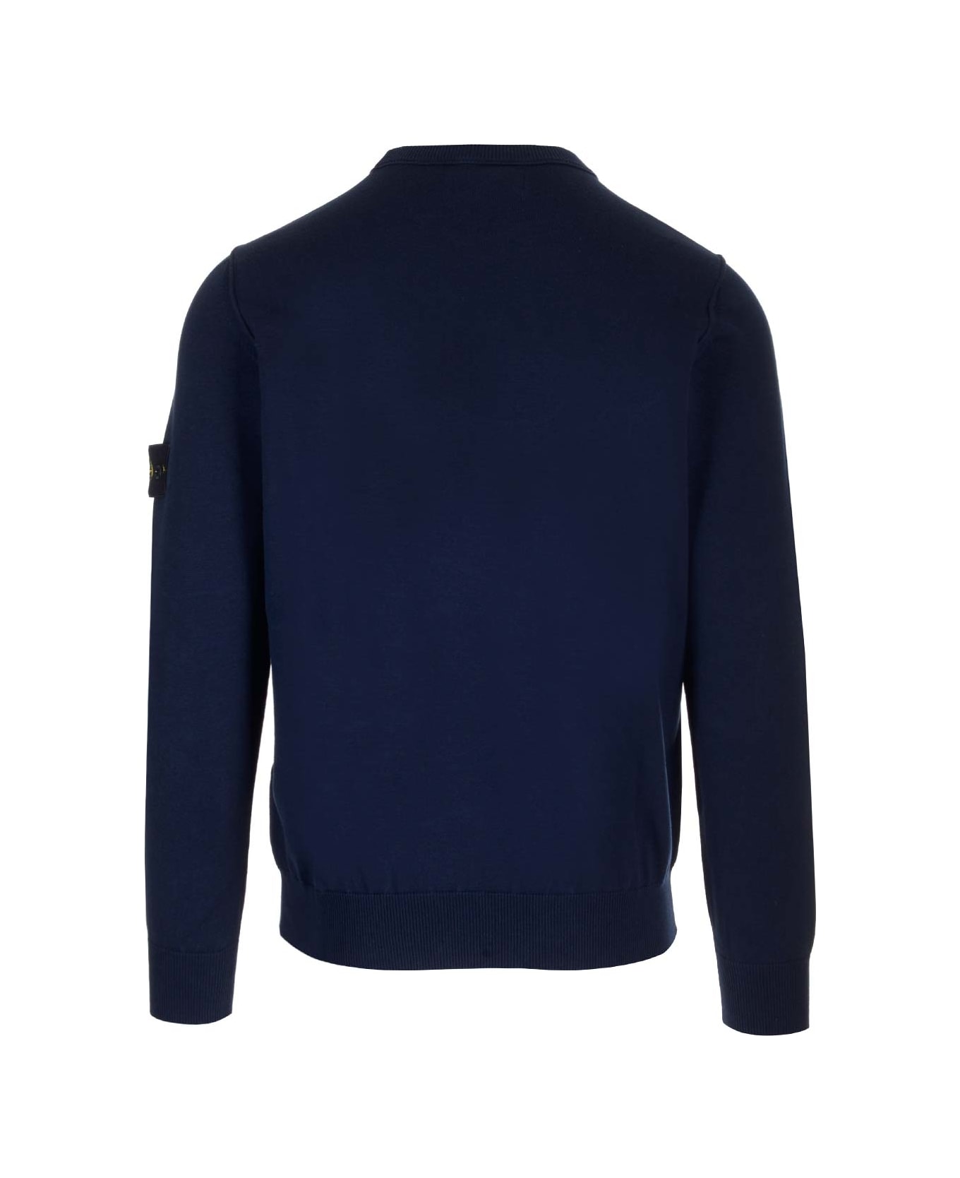 Stone Island Blue Crew-neck Cotton Sweater - Blue