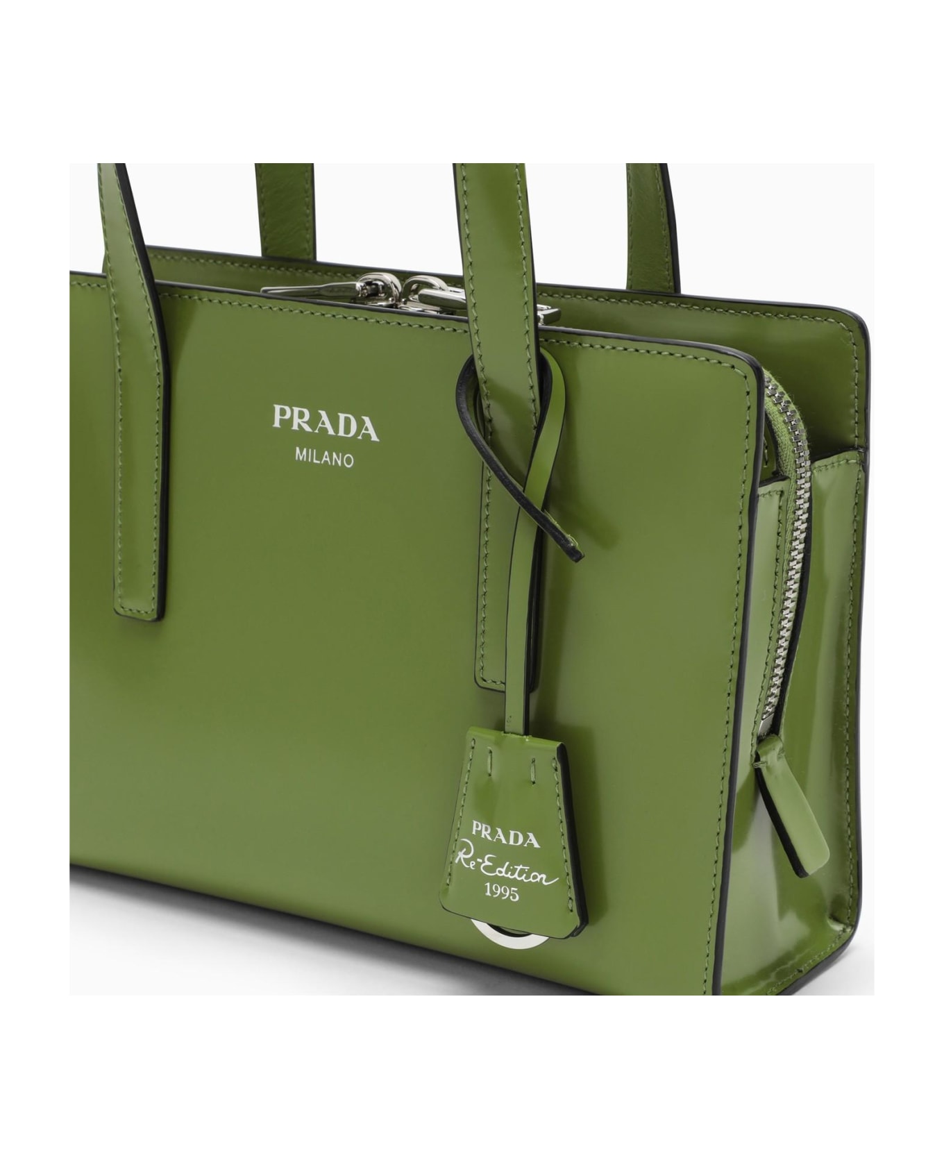 Prada Green Mini Re-edition 1995 In Brushed Leather - FELCE