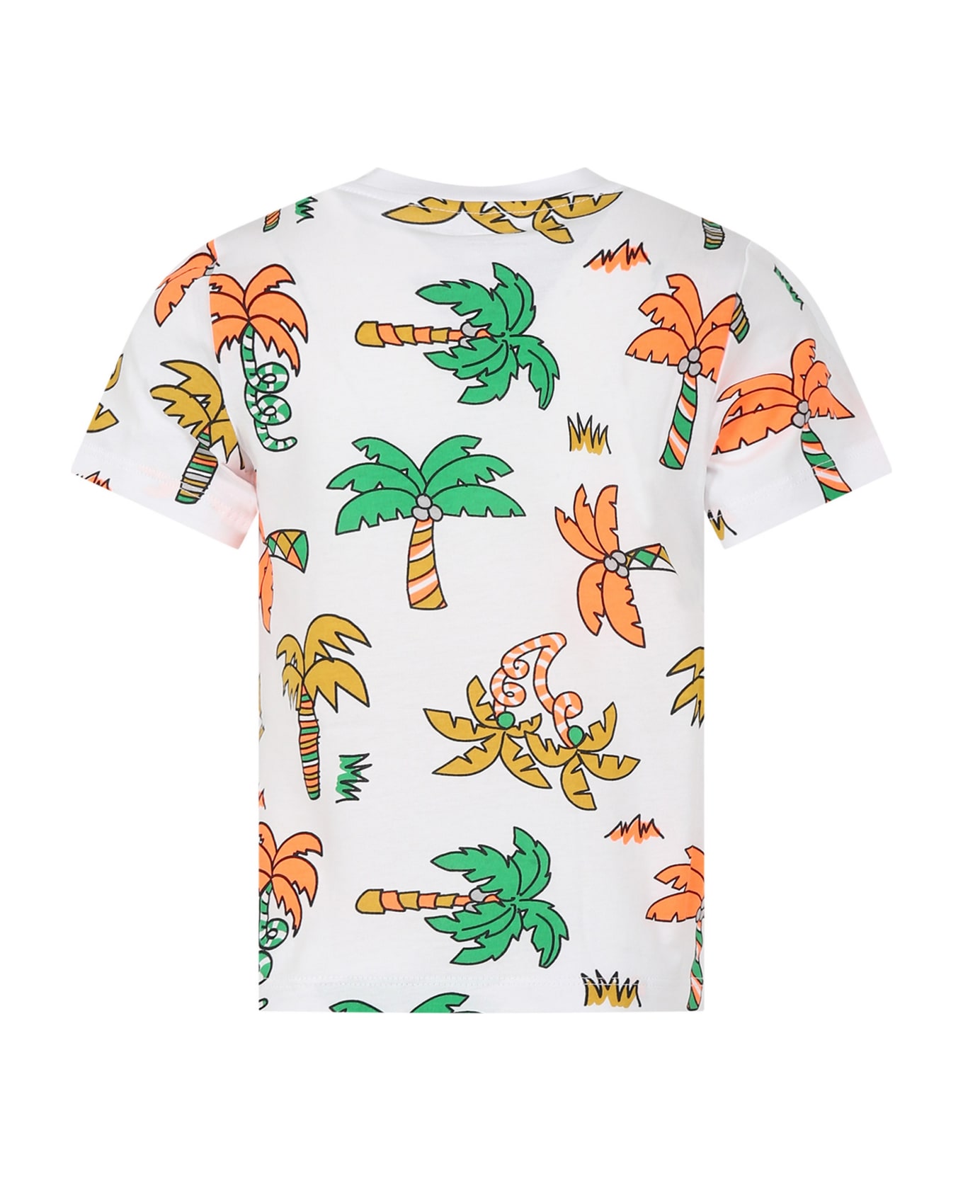 Stella McCartney Kids White T-shirt For Boy With Palm Trees - White Tシャツ＆ポロシャツ