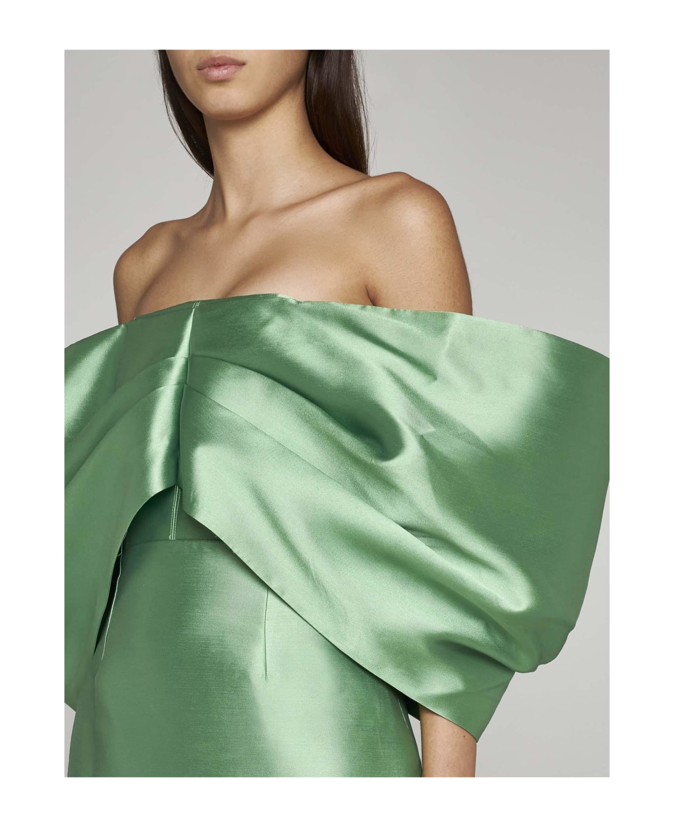 Solace London Delphina Satin Maxi Dress - GREEN ワンピース＆ドレス
