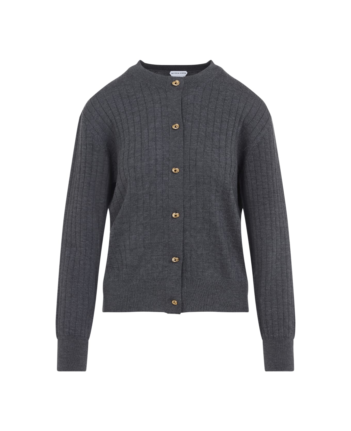 Bottega Veneta Wool Ribbed Cardigan - Antracite