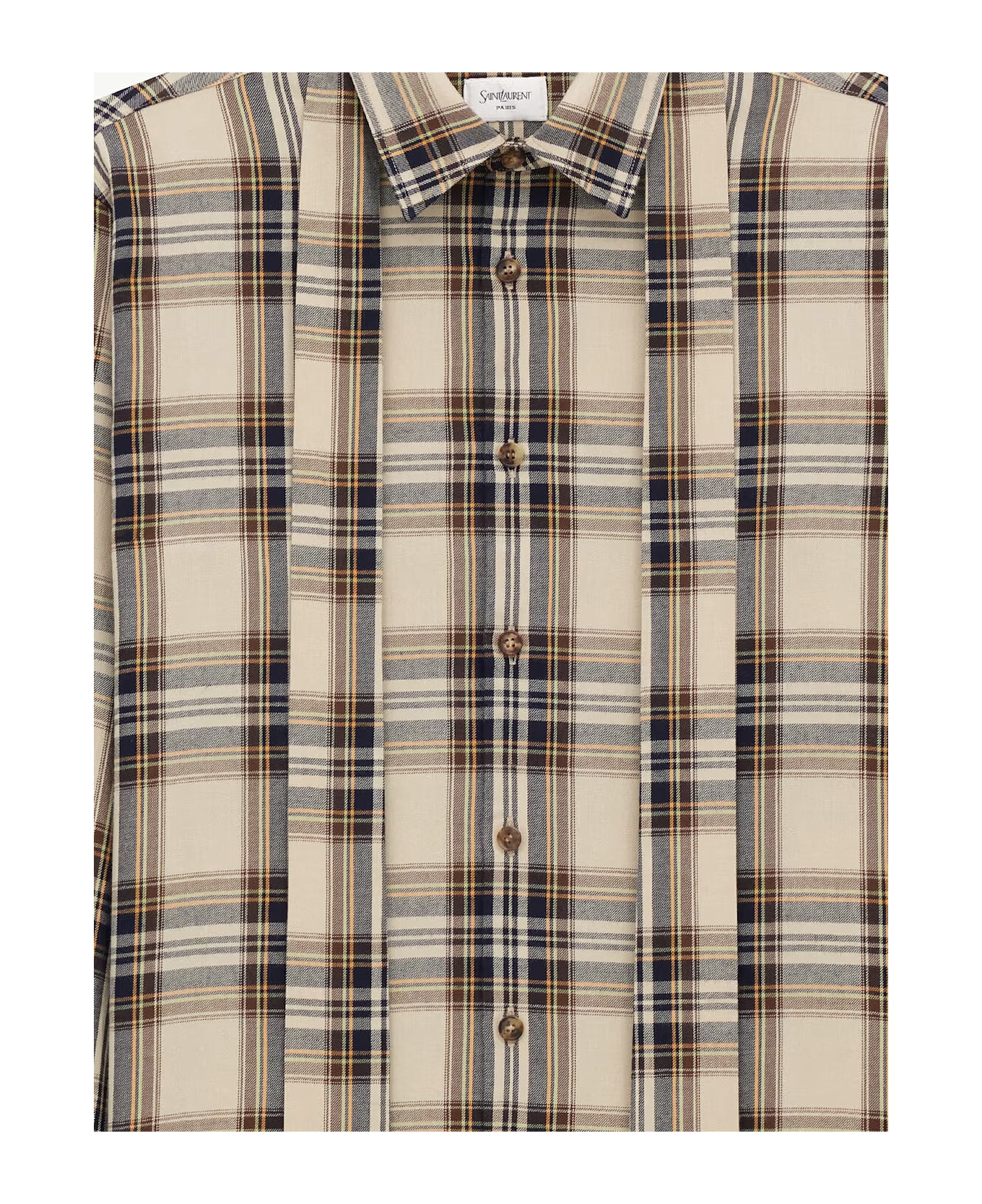 Saint Laurent Cotton Tartan Lavallière Shirt - BRIGHTON CHECKS