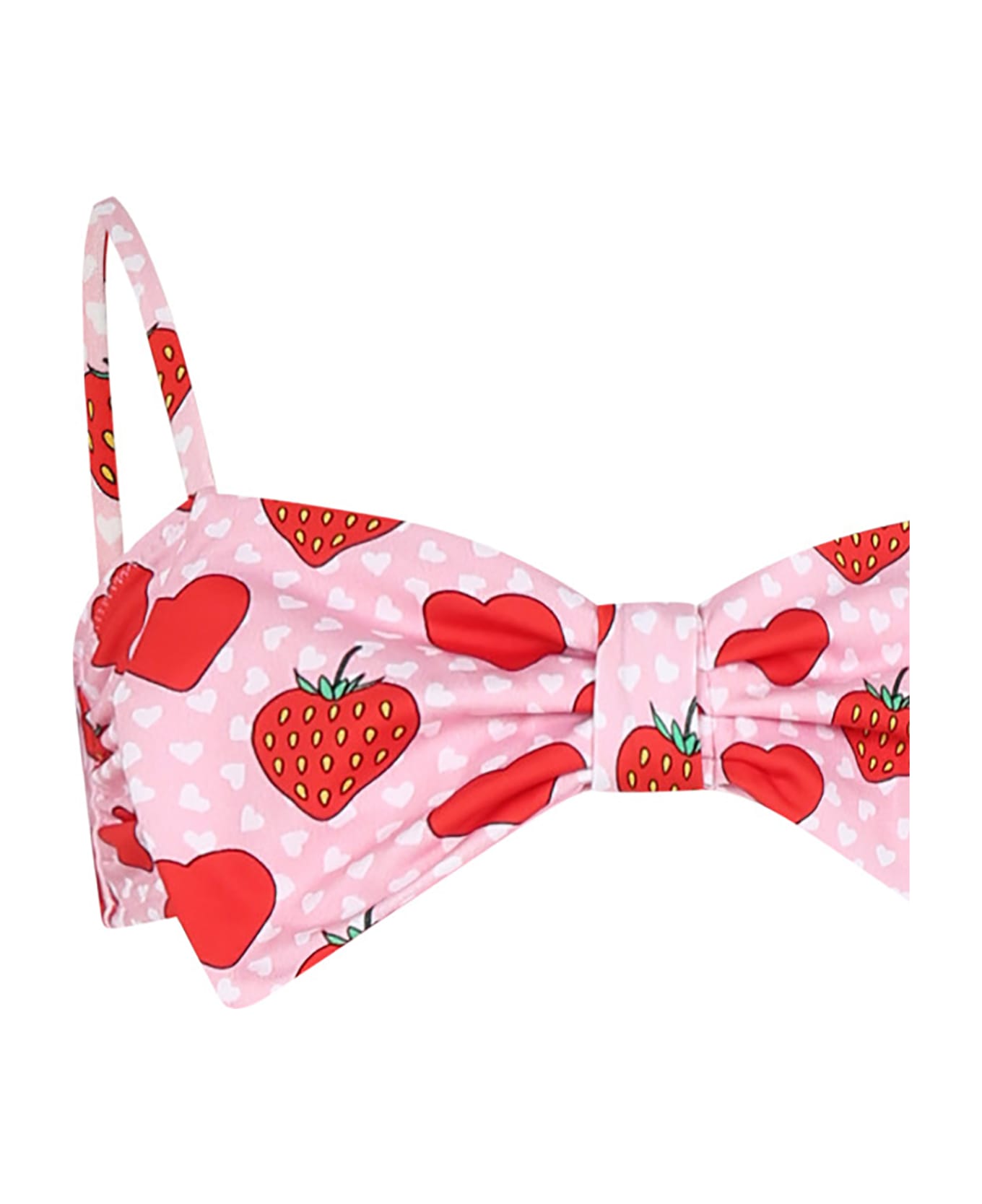 MC2 Saint Barth Pink Bikini For Girl With Strawberries And Hearts - Pink