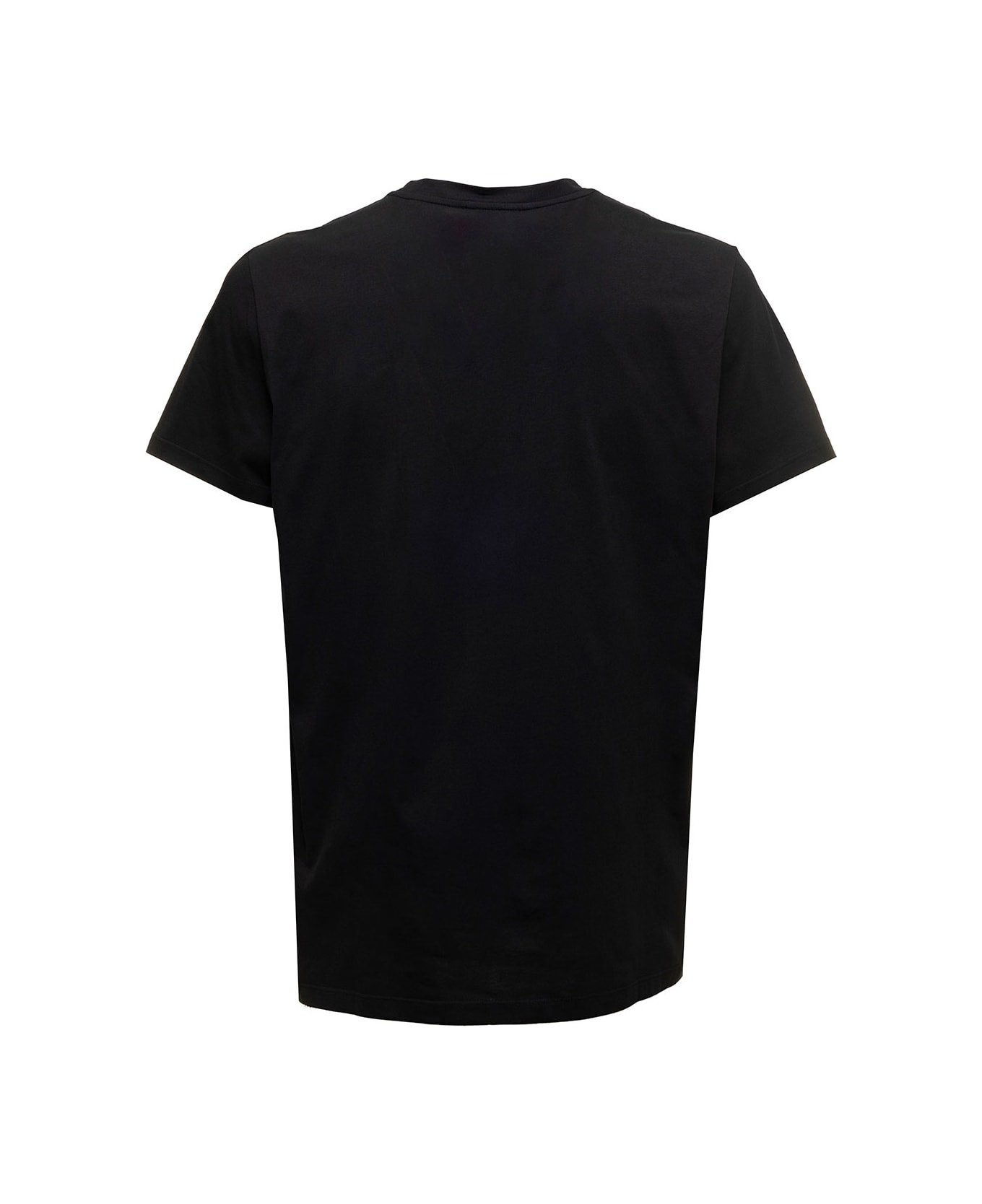 Balmain Black T-shirt With Flock Logo In Cotton Man - Black シャツ