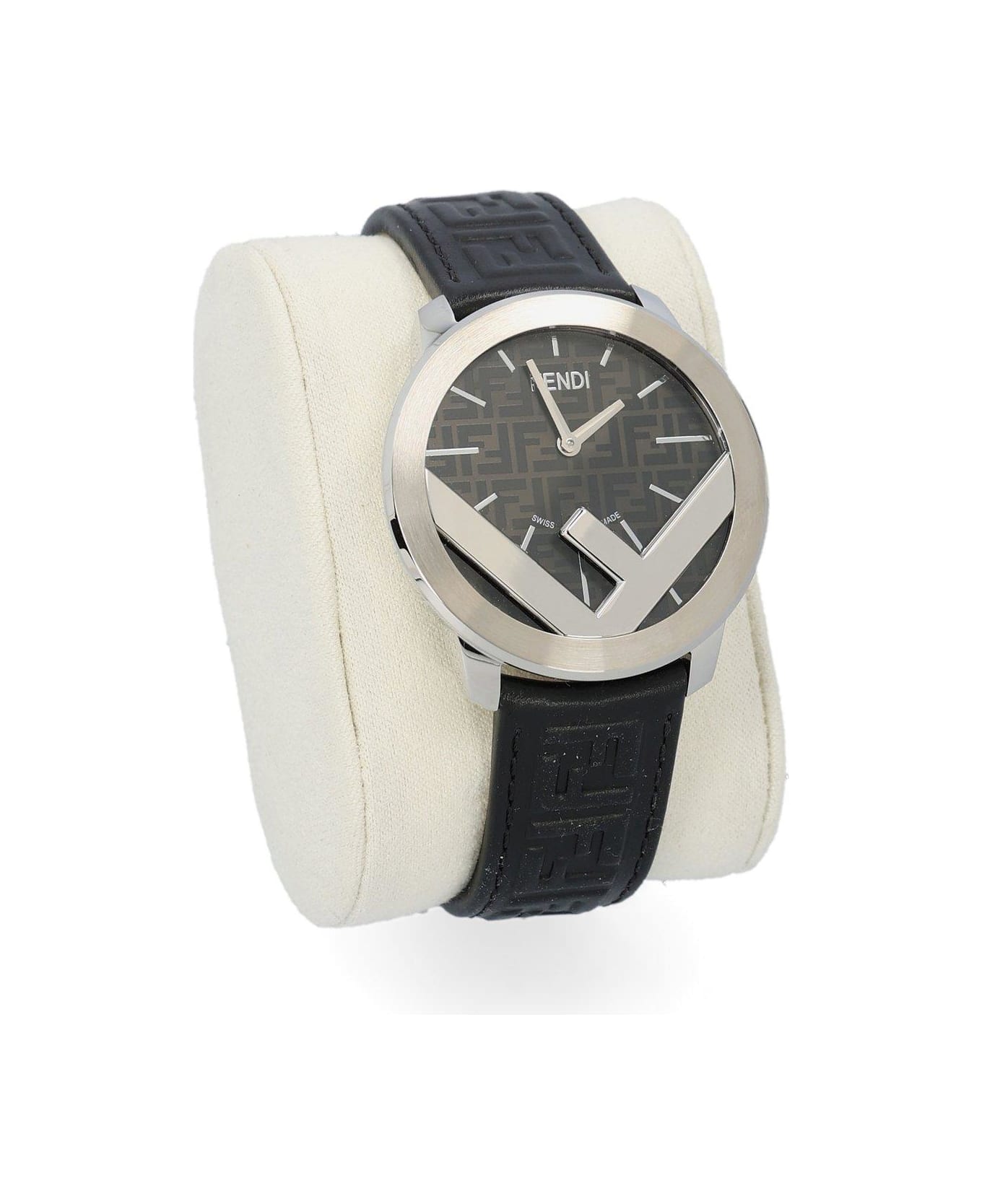 Fendi Logo-detailed Round Watch - Black 腕時計