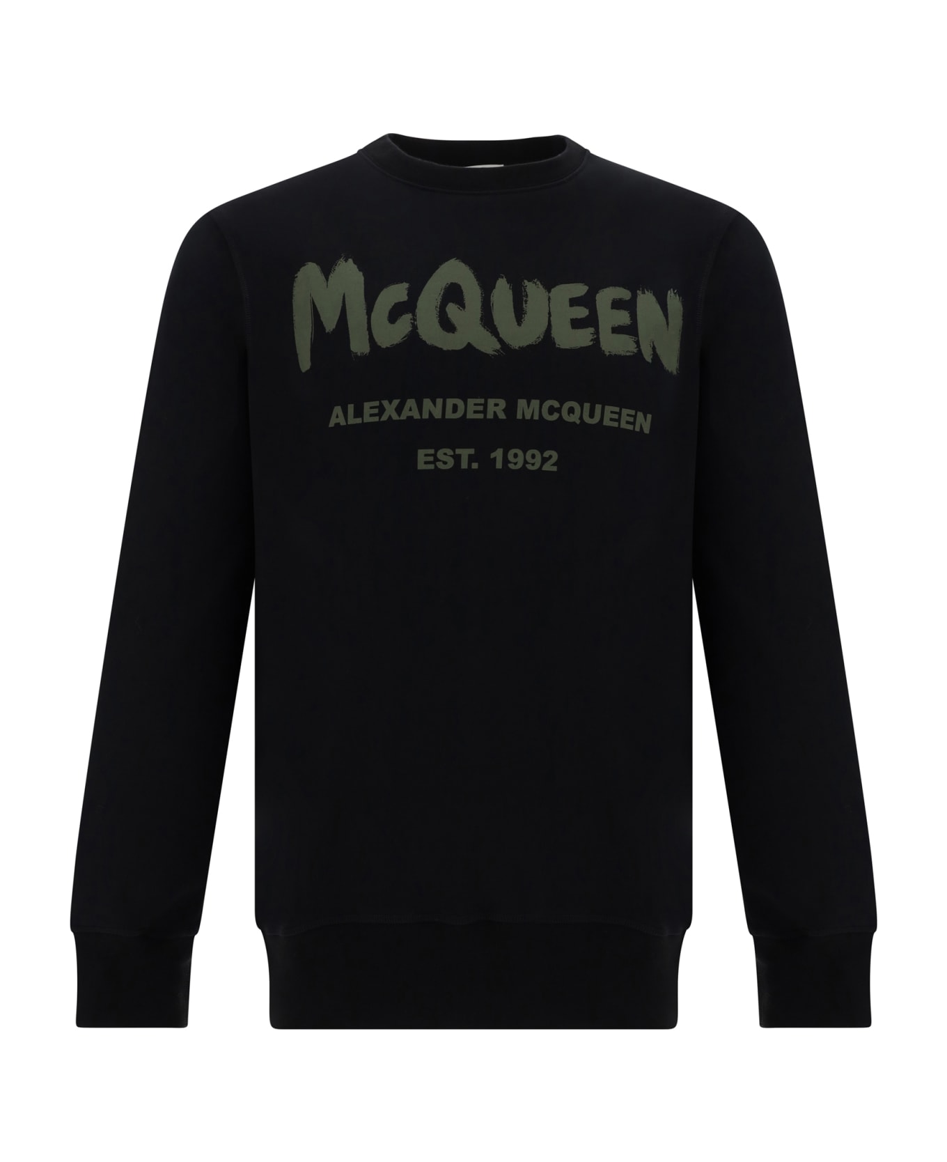 Alexander McQueen Graffiti Print Sweater - Black Khaki フリース