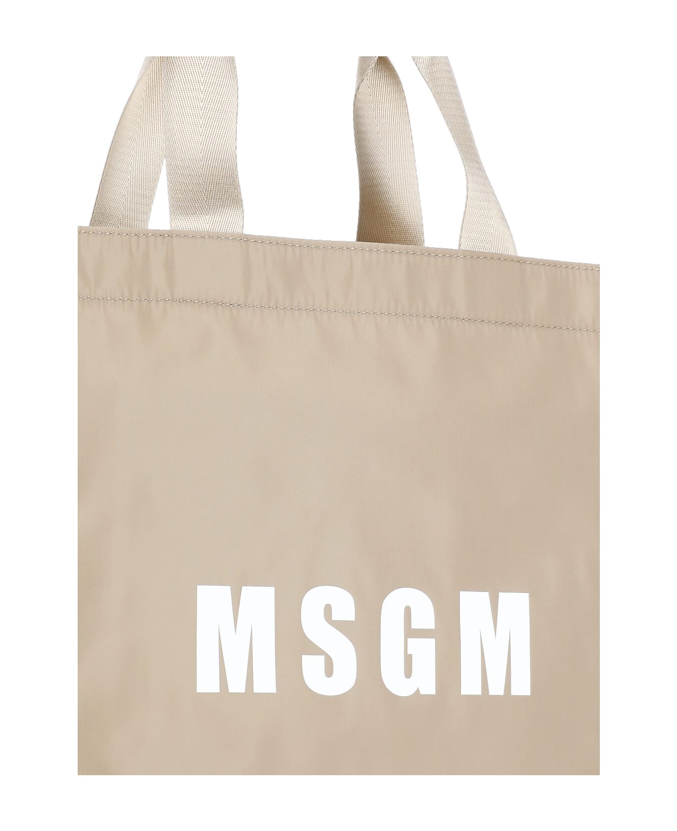 MSGM Tote Shopping Bag - Beige