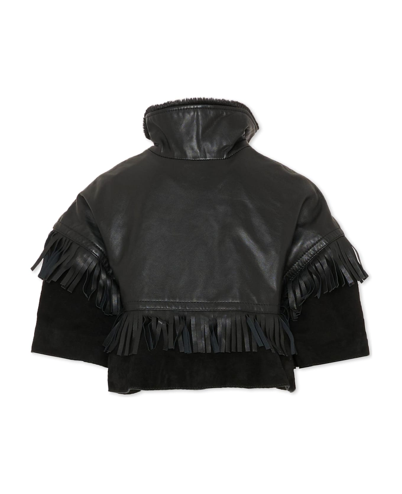 Chloé Black Cape For Girl With Logo - Black