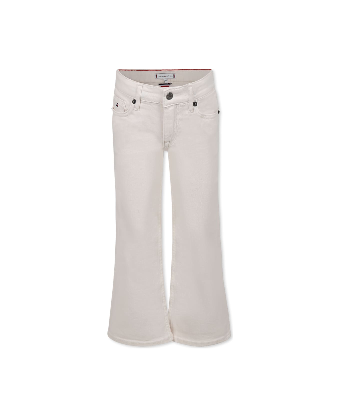 Tommy Hilfiger Ivory Jeans For Girl With Logo - Ivory
