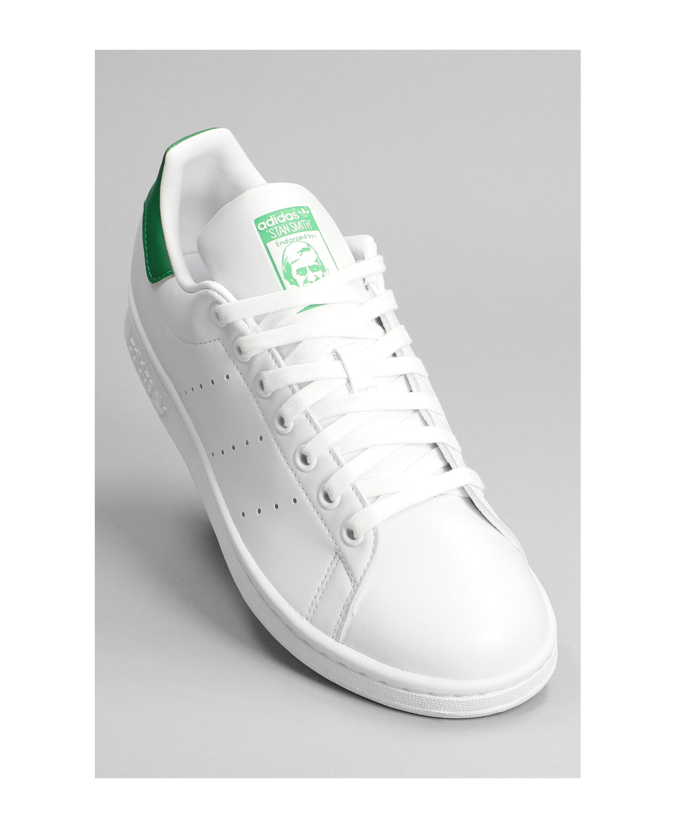 Adidas Stan Smith Sneakers In White Leather - White and green