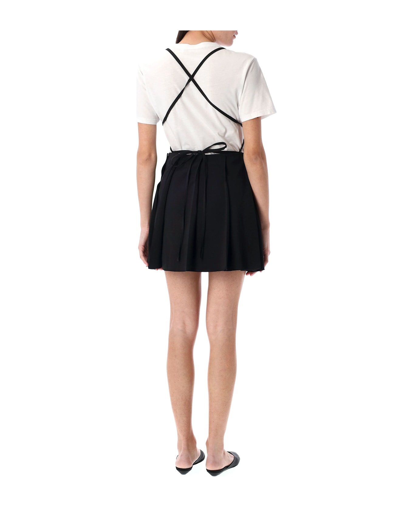 Low Classic Pleated Mini Dress - BLACK