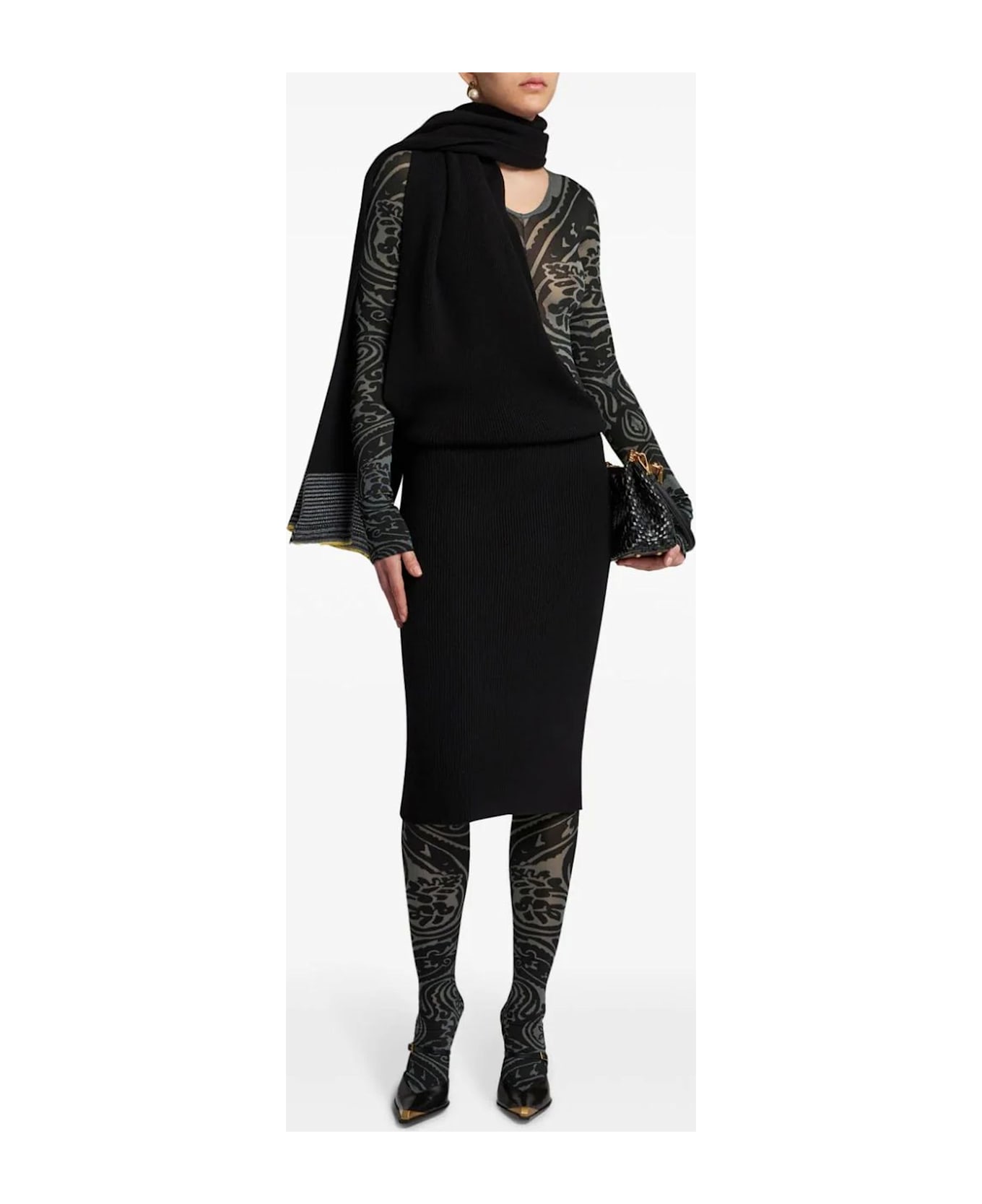 Etro Rib-knit Midi Dress - Black