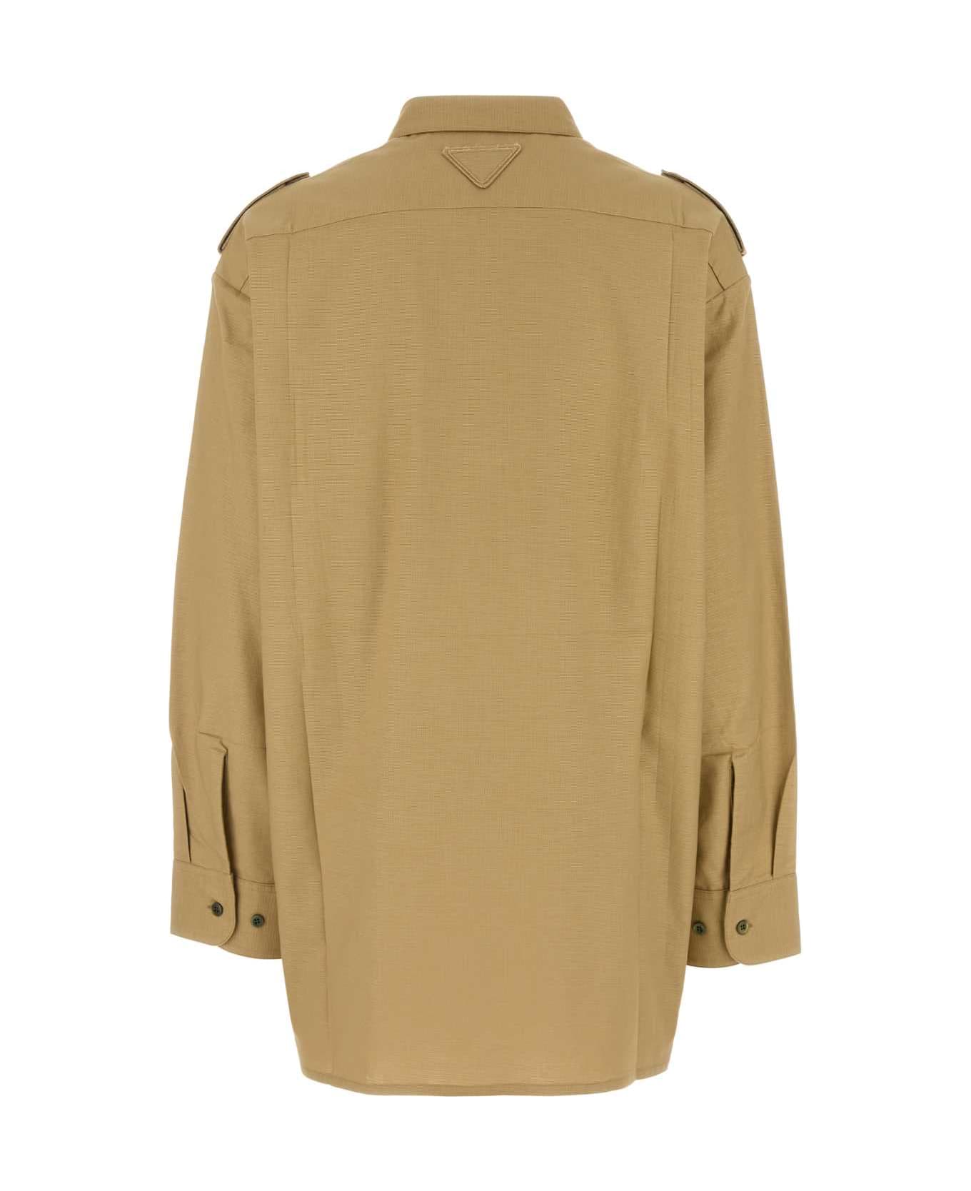 Prada Camel Cotton Oversize Shirt - KAKI