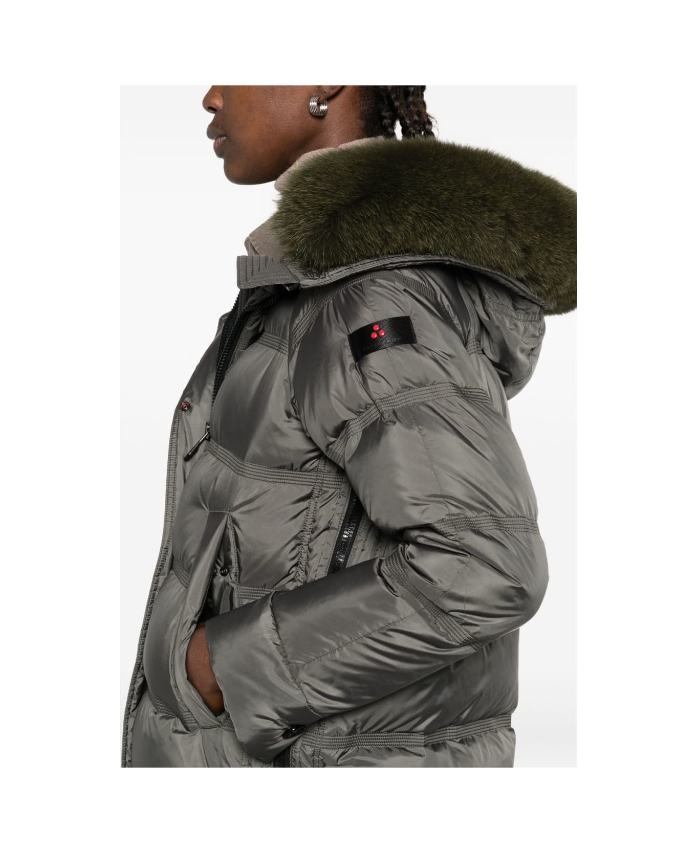 Peuterey Hooded Midi Down Jacket - Green