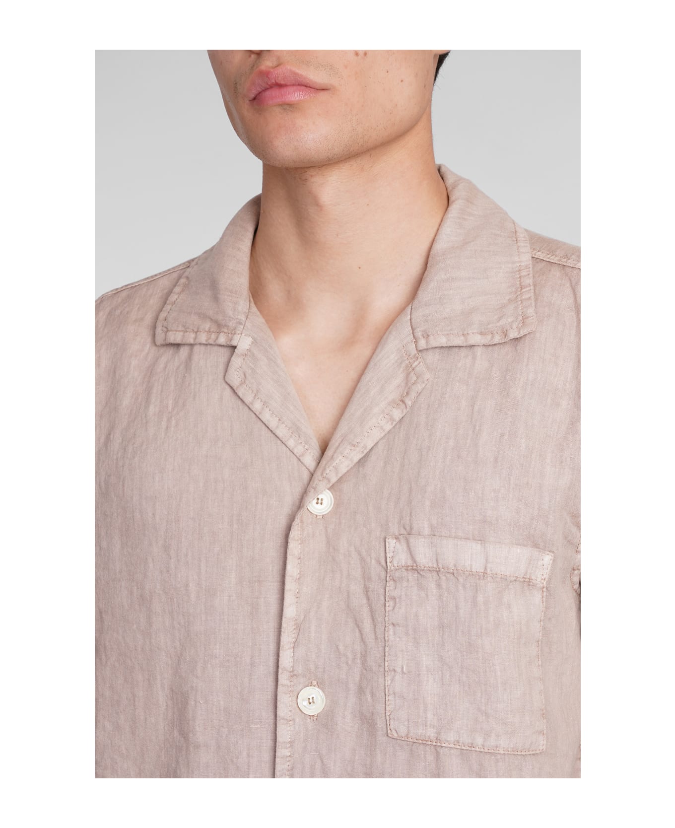 Aspesi Camicia Ago Shirt In Rose-pink Linen - rose-pink シャツ