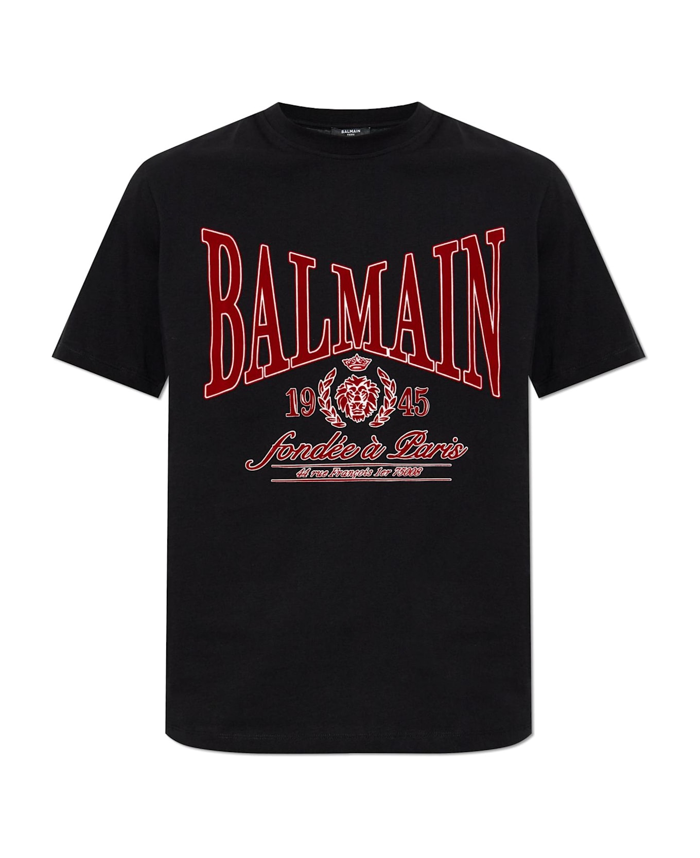 Balmain T-shirt With A Logo And Velvet Finish - BLACK